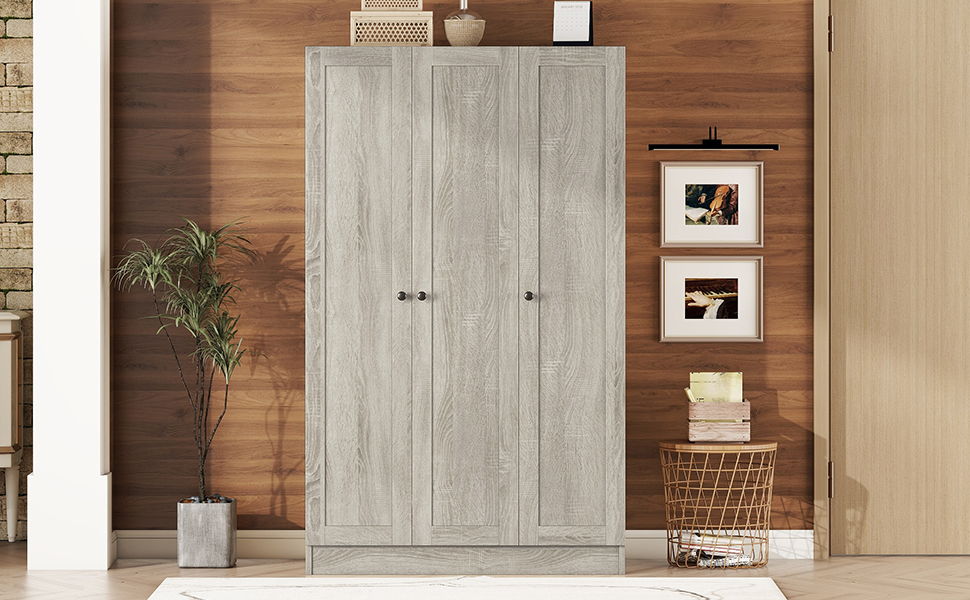 3 Door Shutter Wardrobe With Shelves