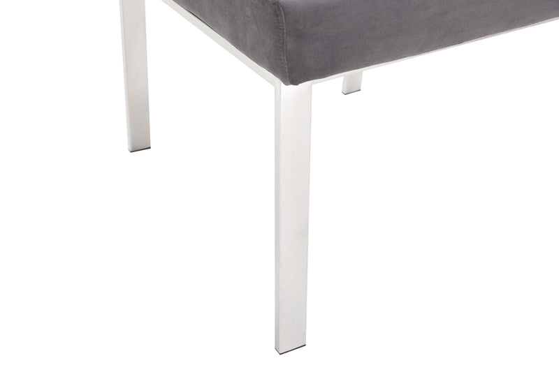 Modrest Reba Modern Grey Velvet & Stainless Steel Dining Chair (Set of 2)