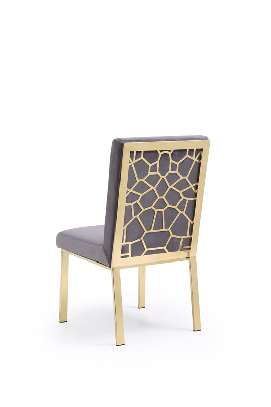 Modrest Reba Modern Grey Velvet & Gold Dining Chair (Set of 2)