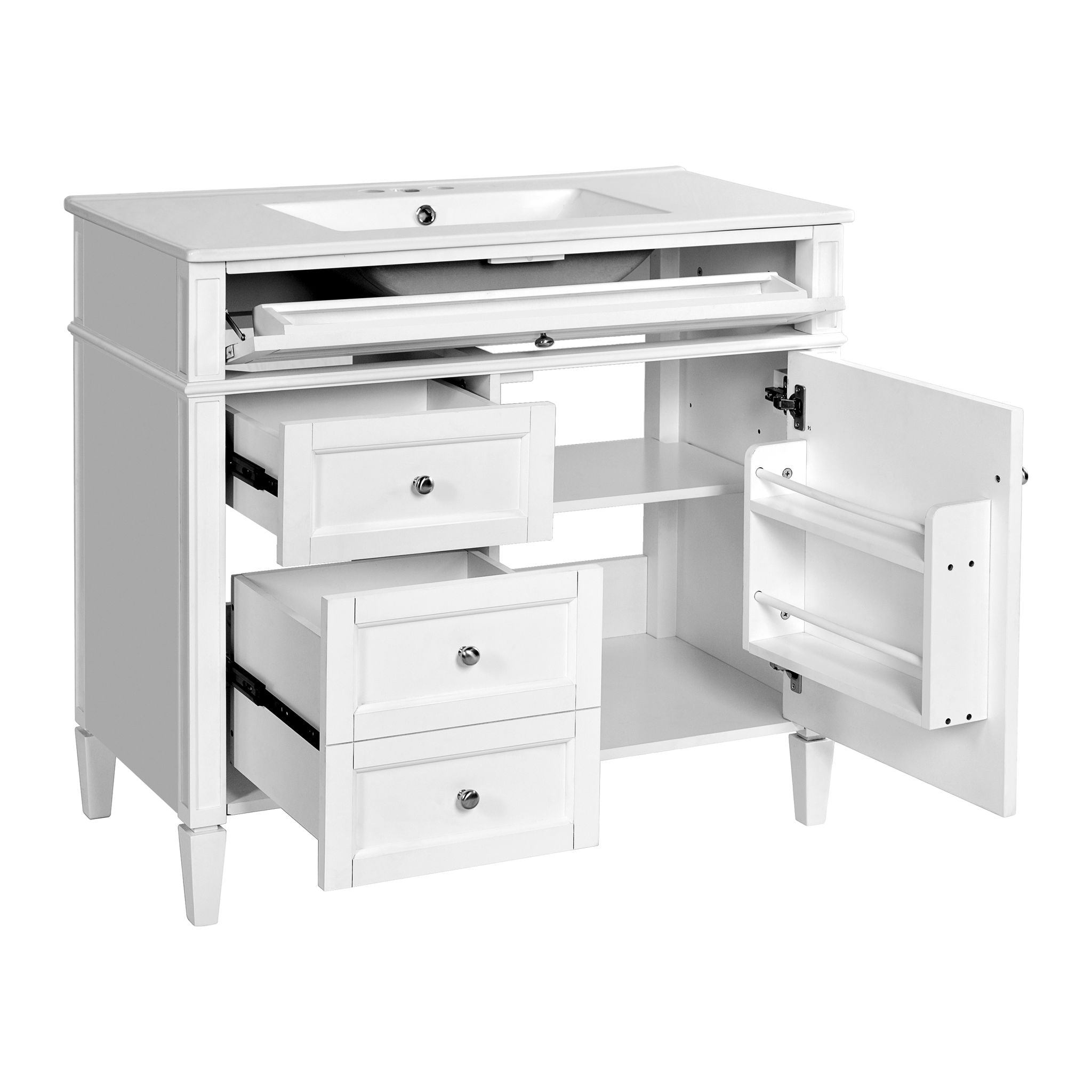 Bathroom Vanity With Top Sink, 2 Drawers And Tip Out Drawer