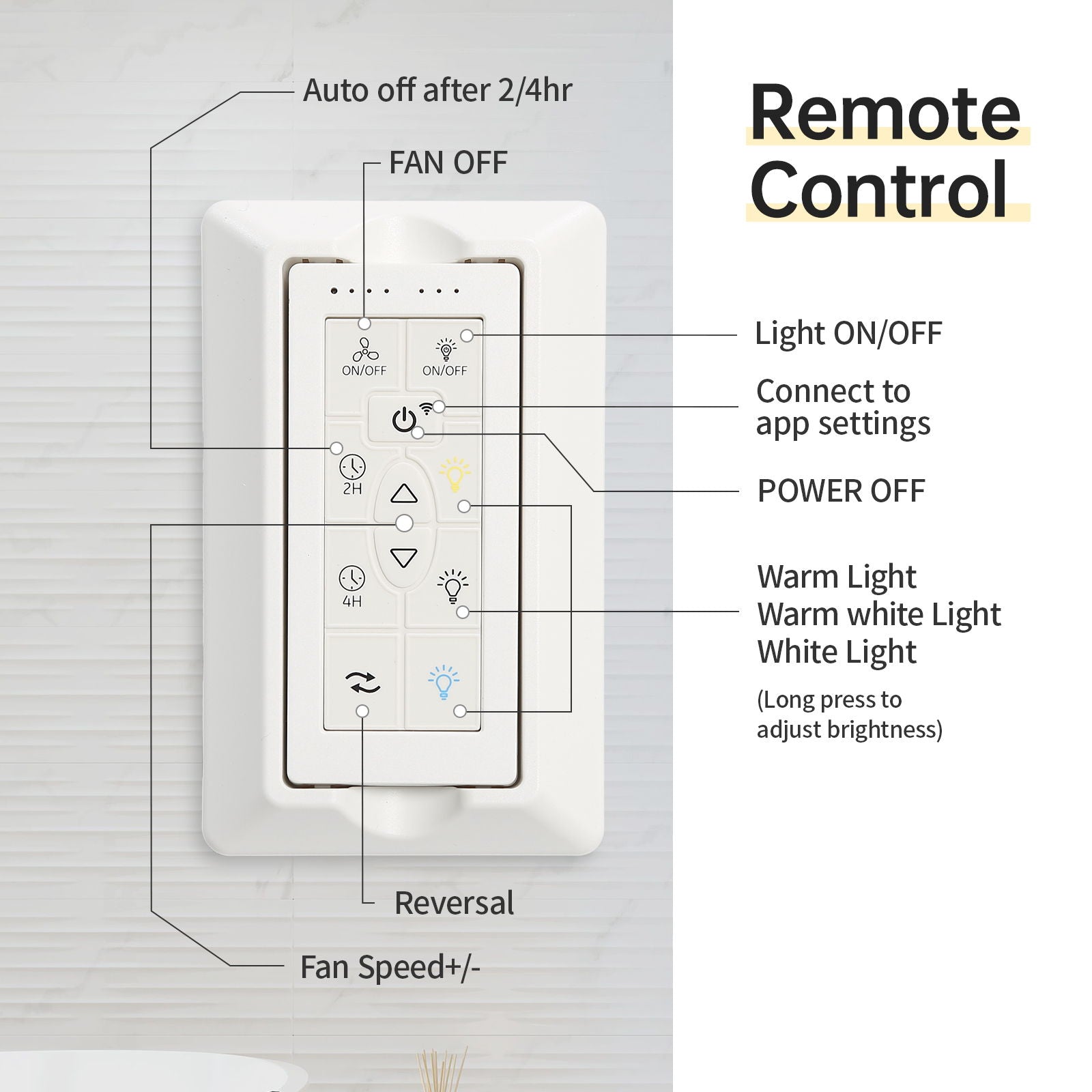 Ceiling Fan With Dimmable LED Light, 8 Blades, Reversible DC Motor, Remote Control