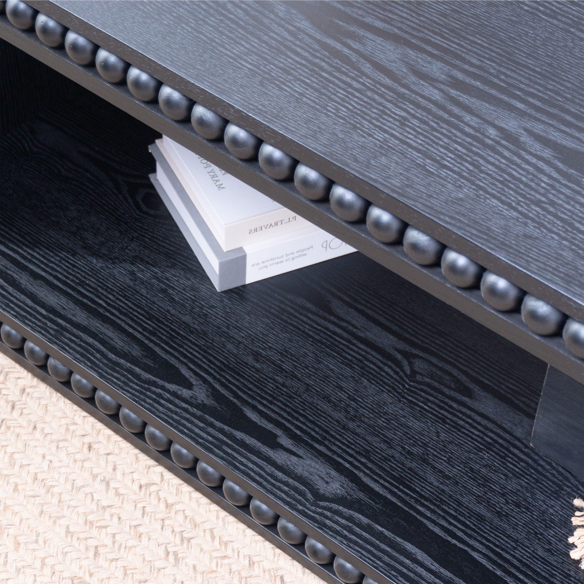 Beaded Edge Coffee Table With Open Storage Shelf