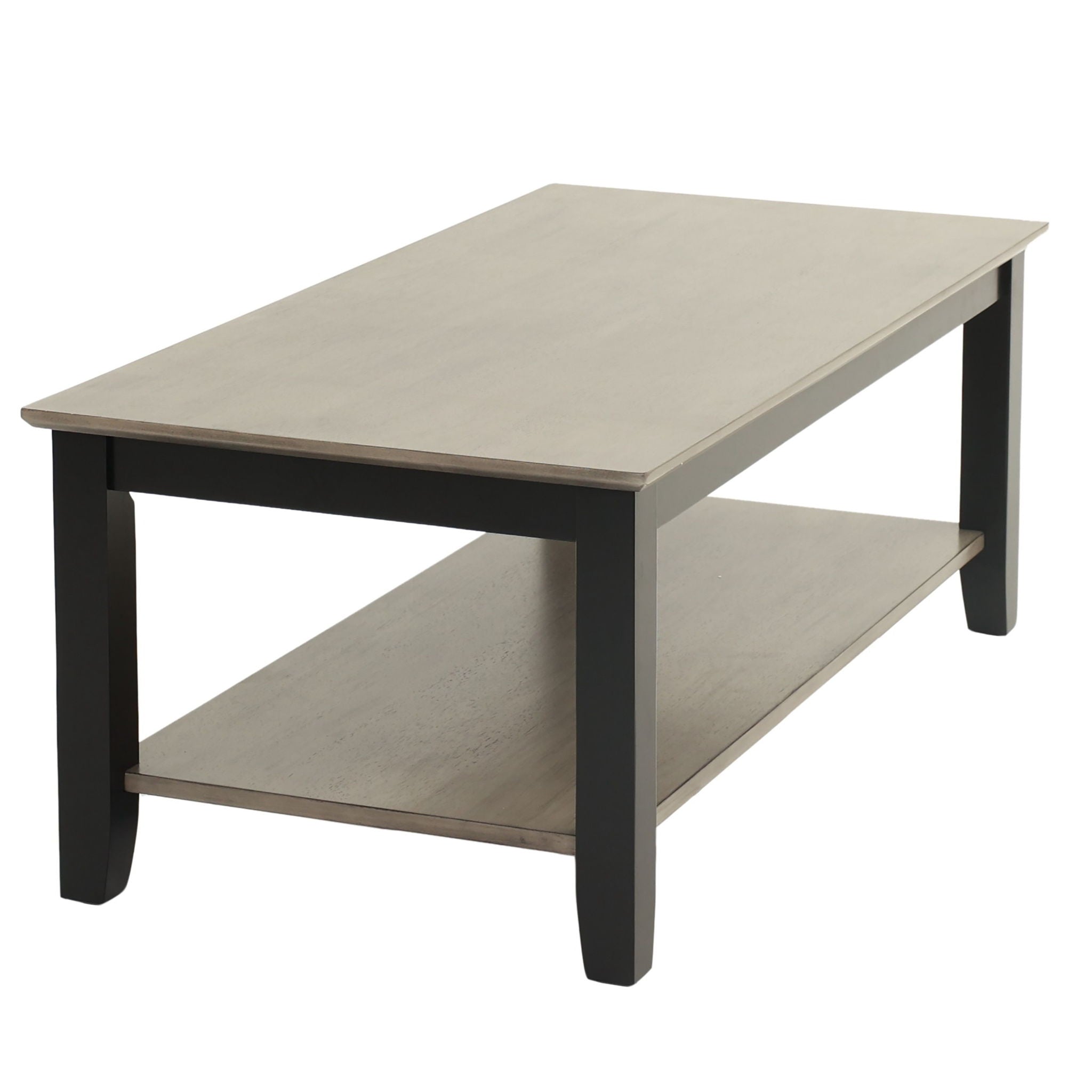 3 Piece Table Set With Open Shelf Storage, Includes Coffee, End & Console Table - Black / Black / Gray / Gray