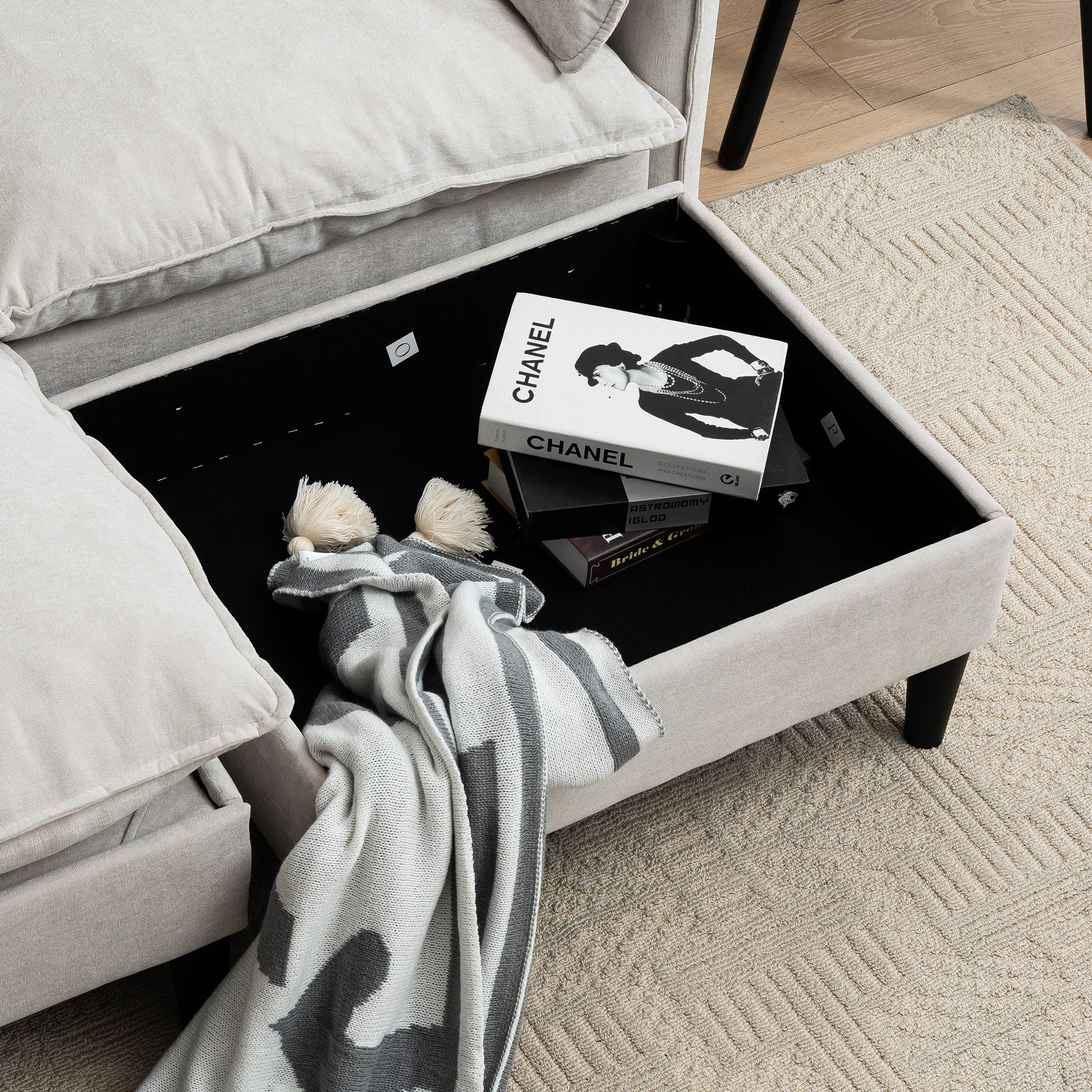 Convertible Combination Sofa With Footstools With Storage