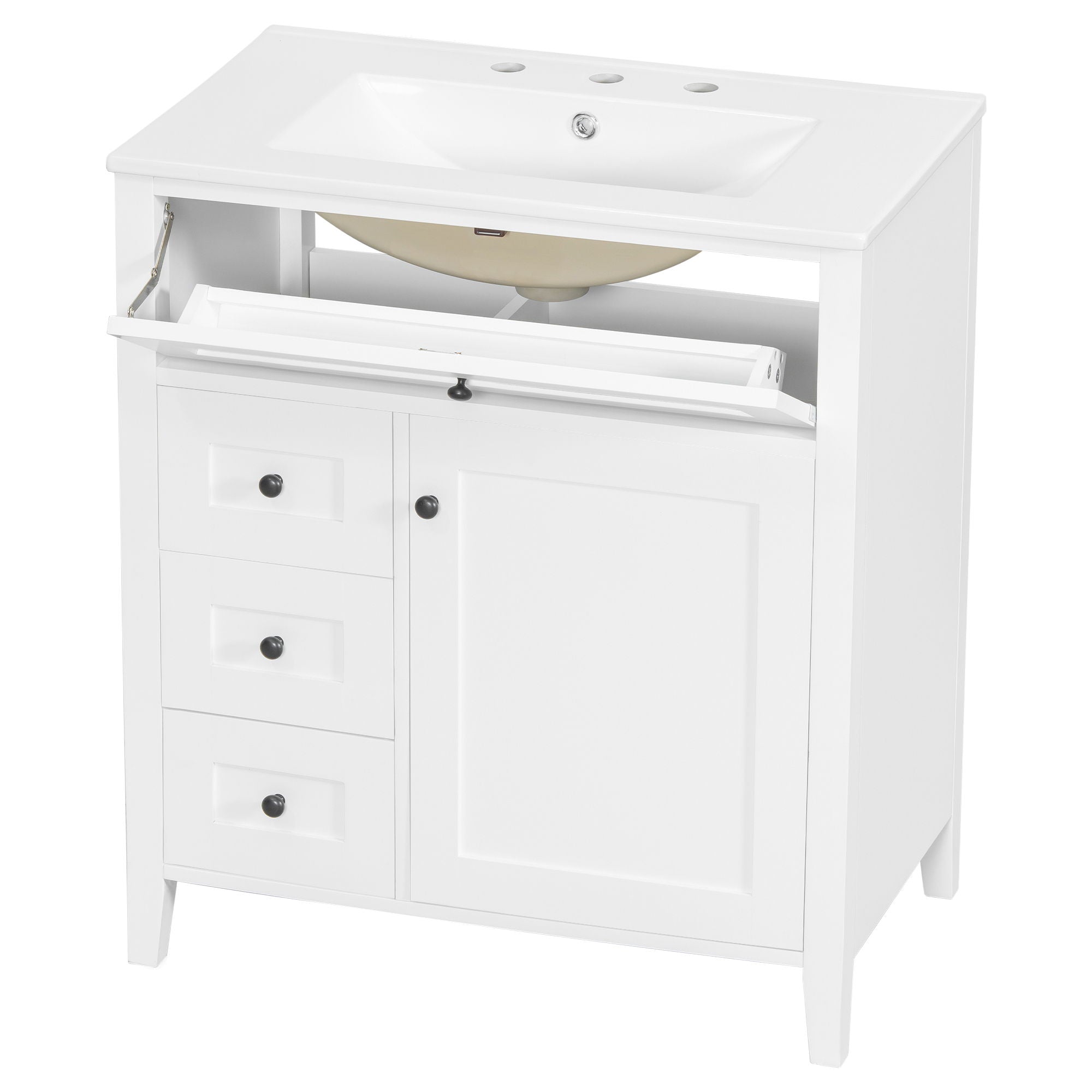Modern Bathroom Vanity With Sink, 3 Drawers And Adjustable Shelf