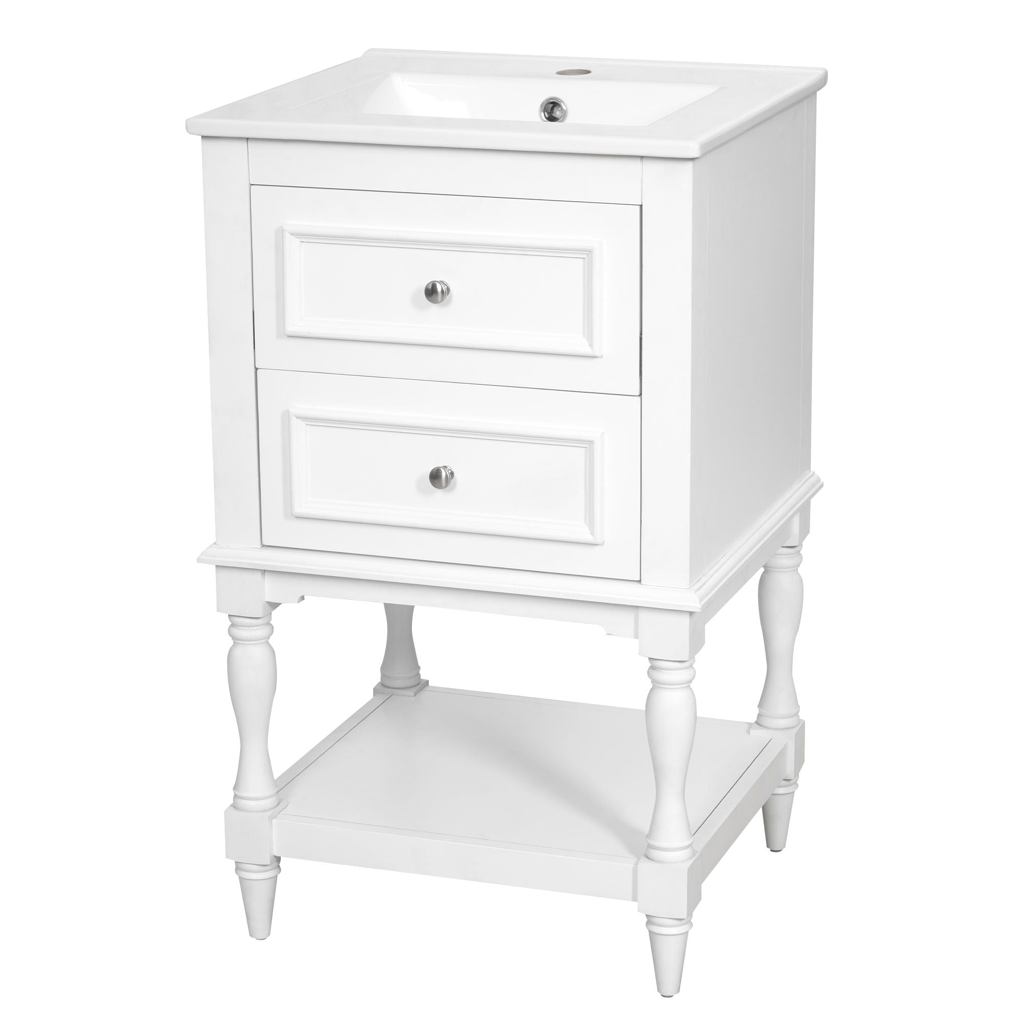 Retro Design Bathroom Vanity With Sink, 2 Drawer Storage Cabinet
