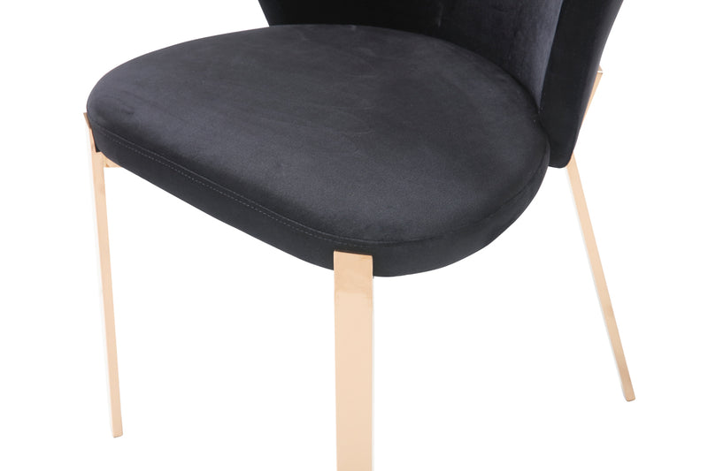 Modrest Nadia Modern Black Velvet & Rosegold Dining Chair (Set of 2)