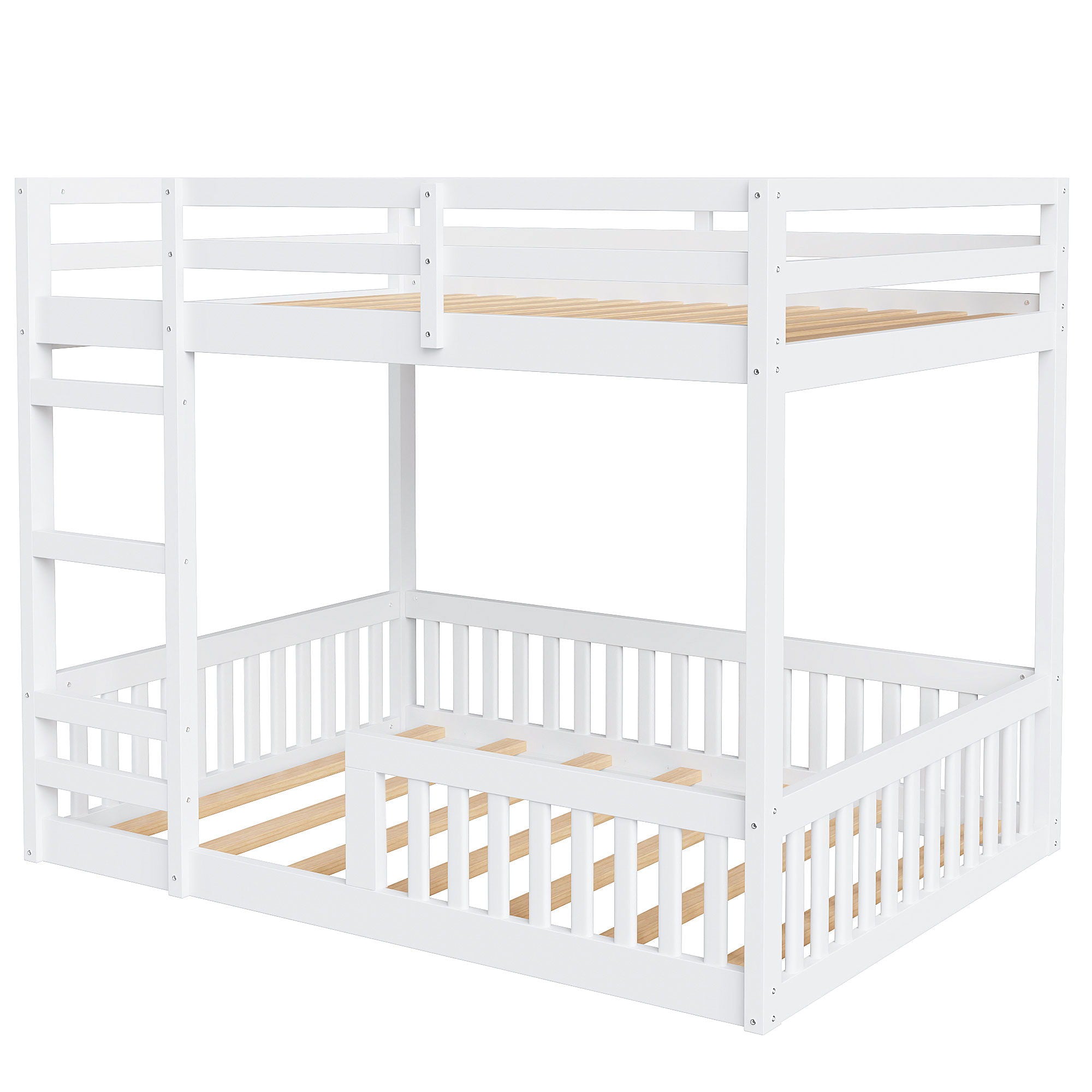 Stylish Bunk Bed With Ladder And Guardrails