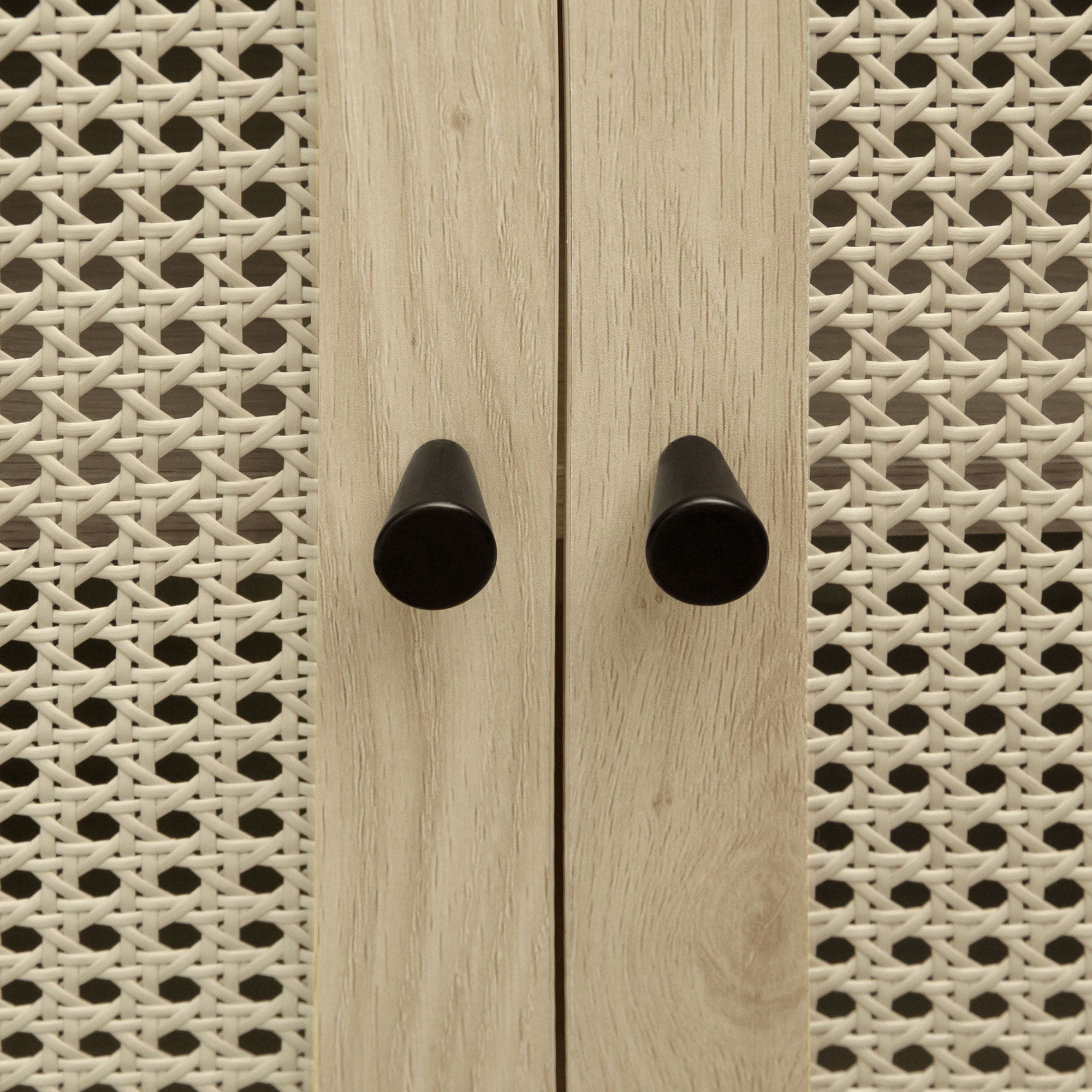 Tall Arched Kitchen Pantry, Arched Storage Display Cabinet With 2 Drawers & Adjustable Shelves, Rattan Door Versatile Storage Cabinet For Kitchen, Dining Room, Living Room - Natural