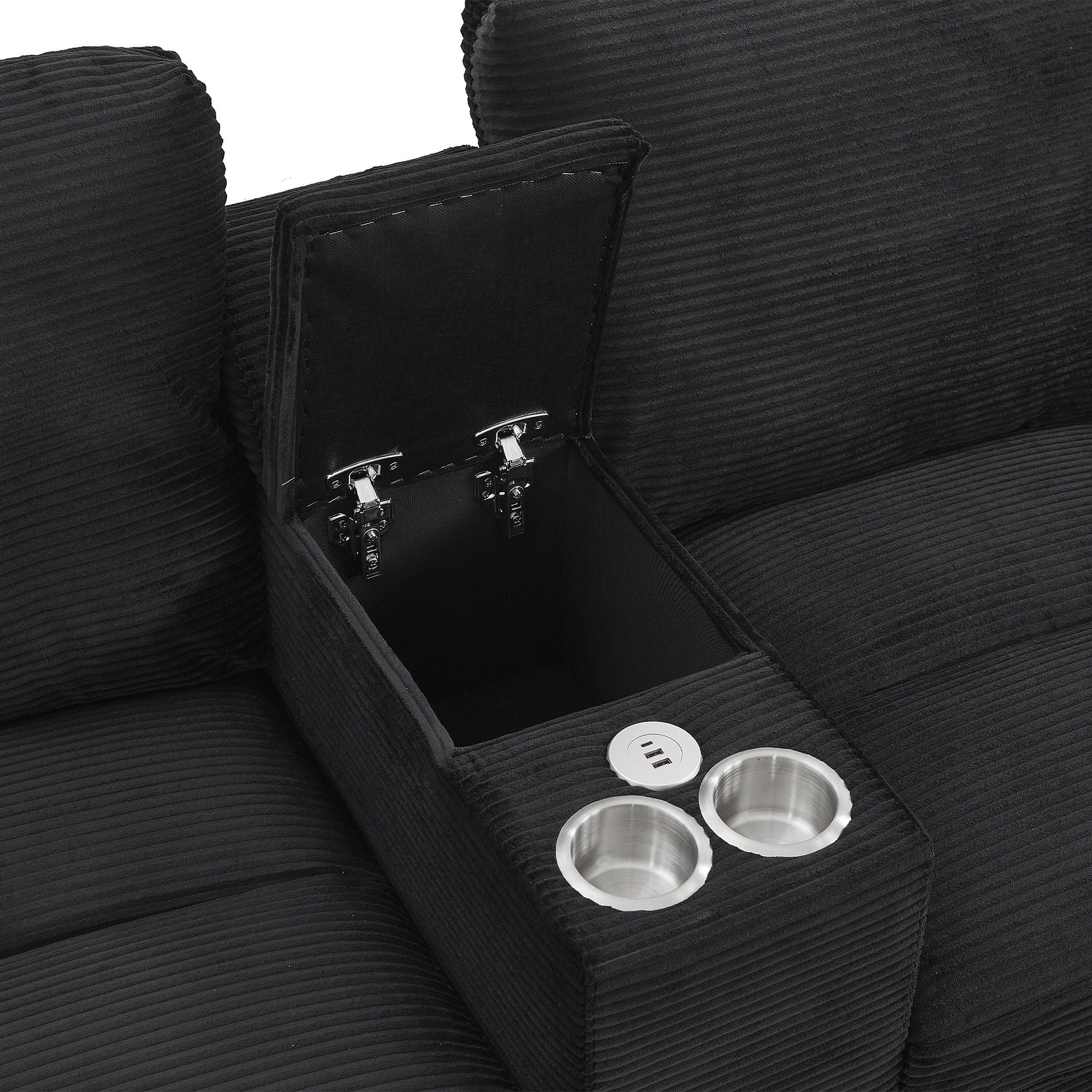 Modern U-Shaped Sectional Sofa With Storage Ottomans
