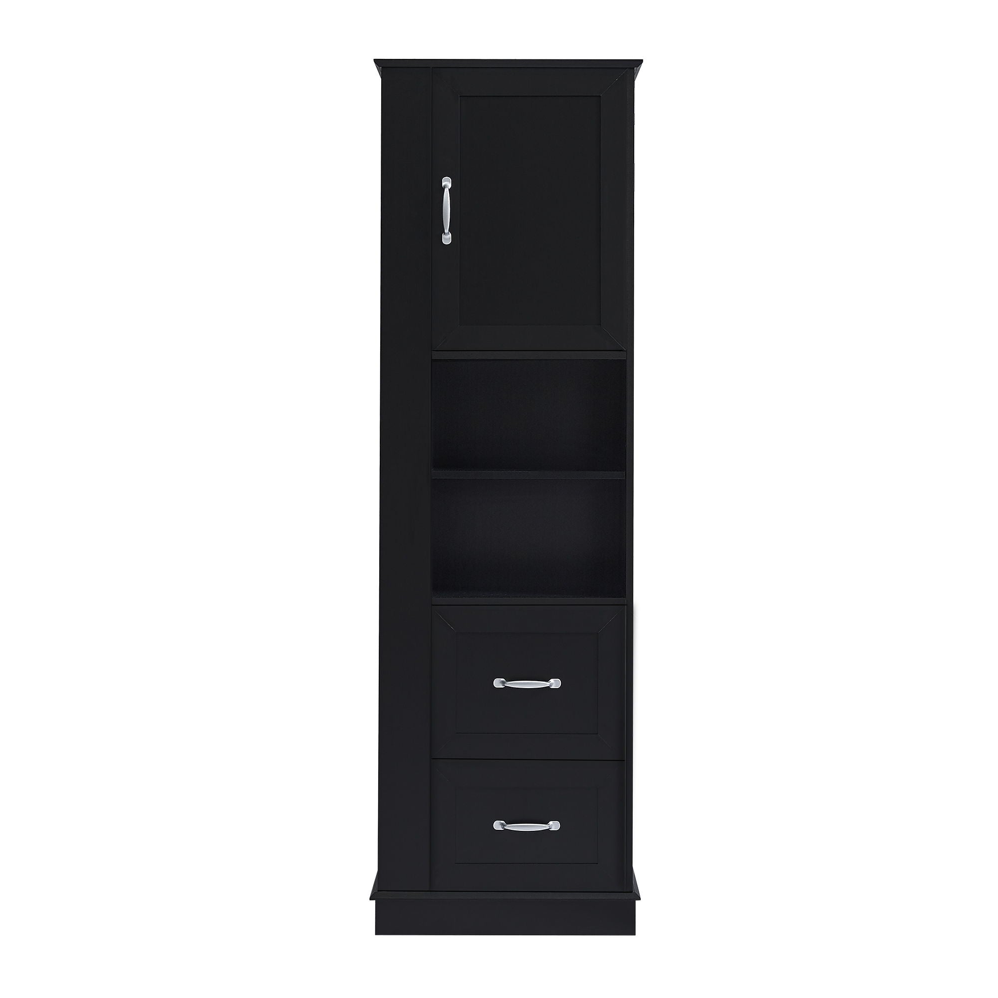 Freestanding Bathroom Storage Cabinet With Adjustable Shelves And Side Hooks Board, Rectangle Design