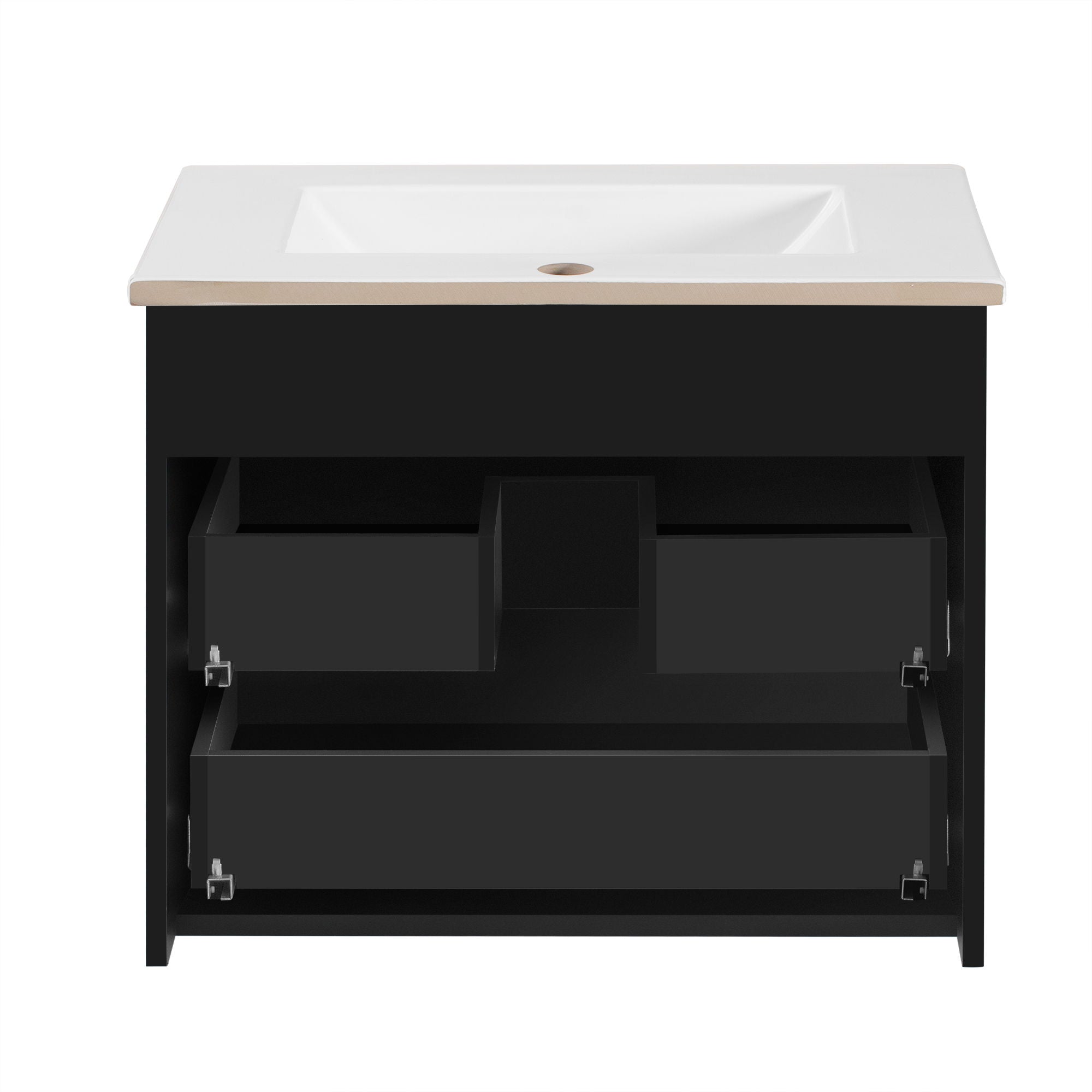 Wall Mounted Floating Cabinet With Side Cabinet Combo, Rectangular Ceramic Sink Vanity