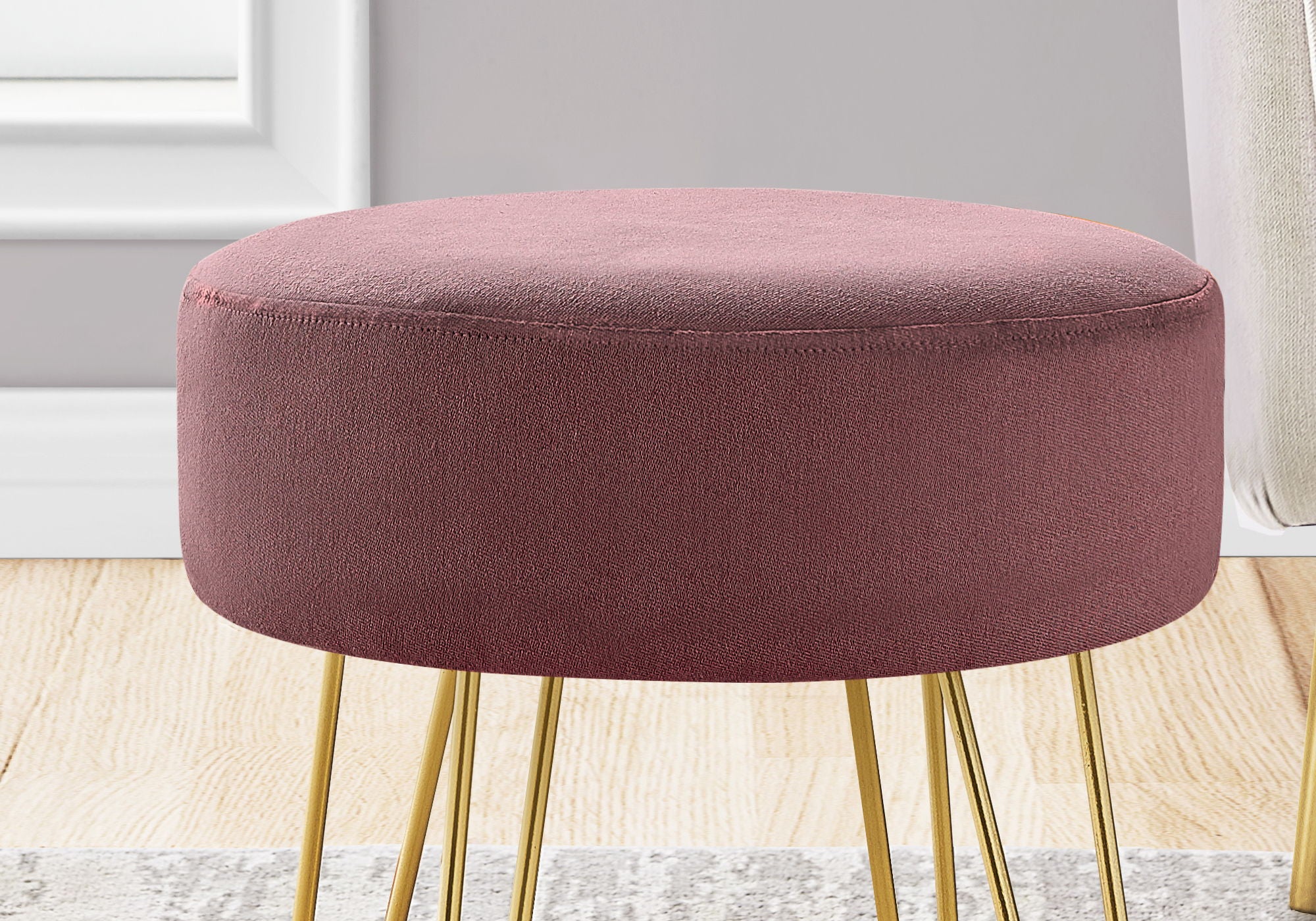 Ottoman, Pouf, Footrest, Foot Stool, Round Metal Legs, Contemporary, Modern