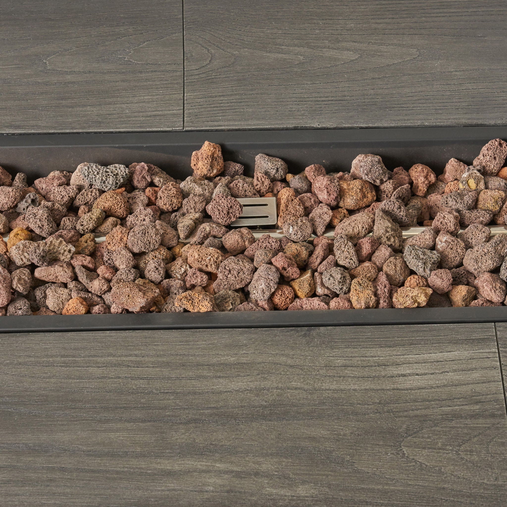Transitional Rectangular Outdoor Propane Fire Pit With 50, 000 Btu