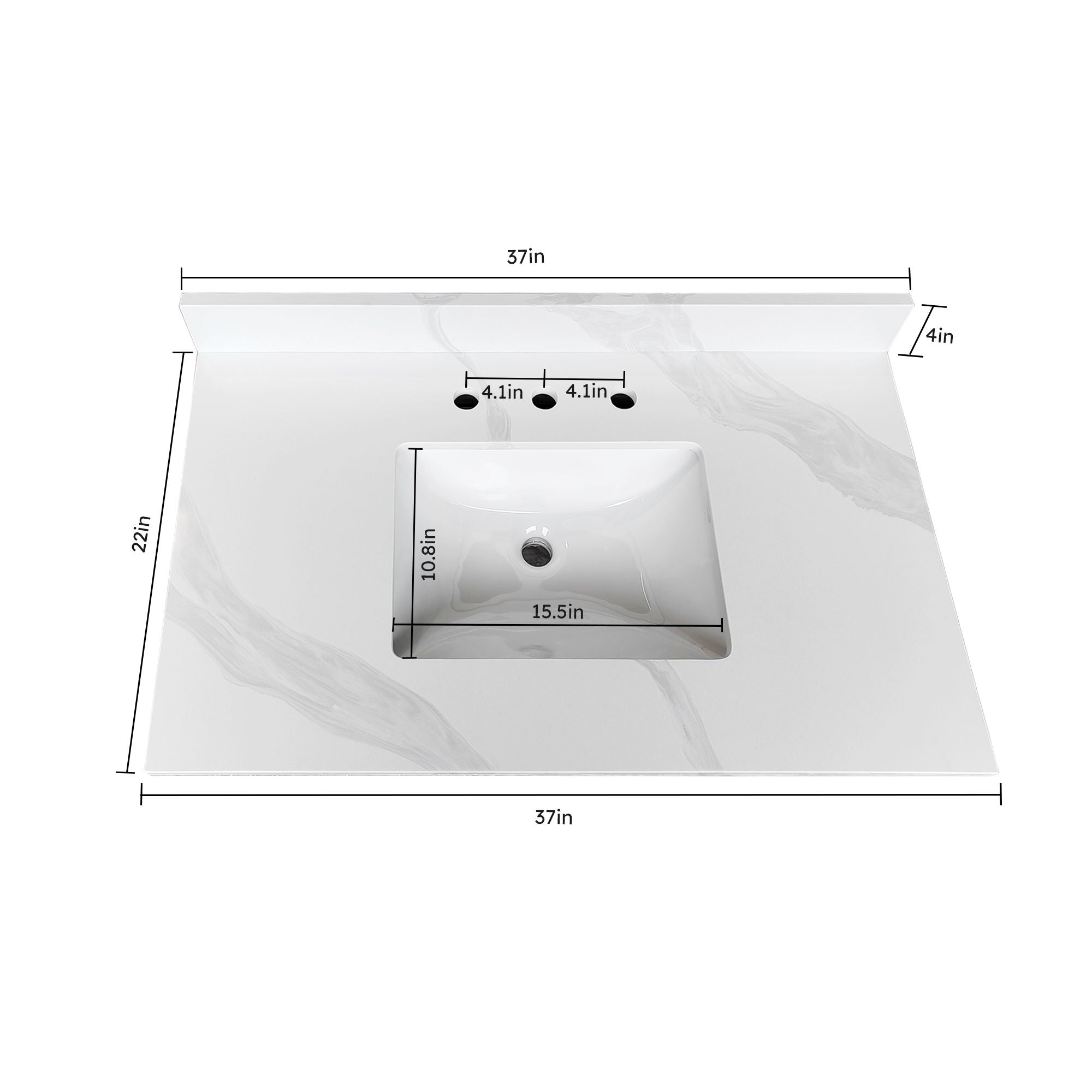 Bathroom Vanity Top With Undermount Sink, 3 Pre Drilled Holes