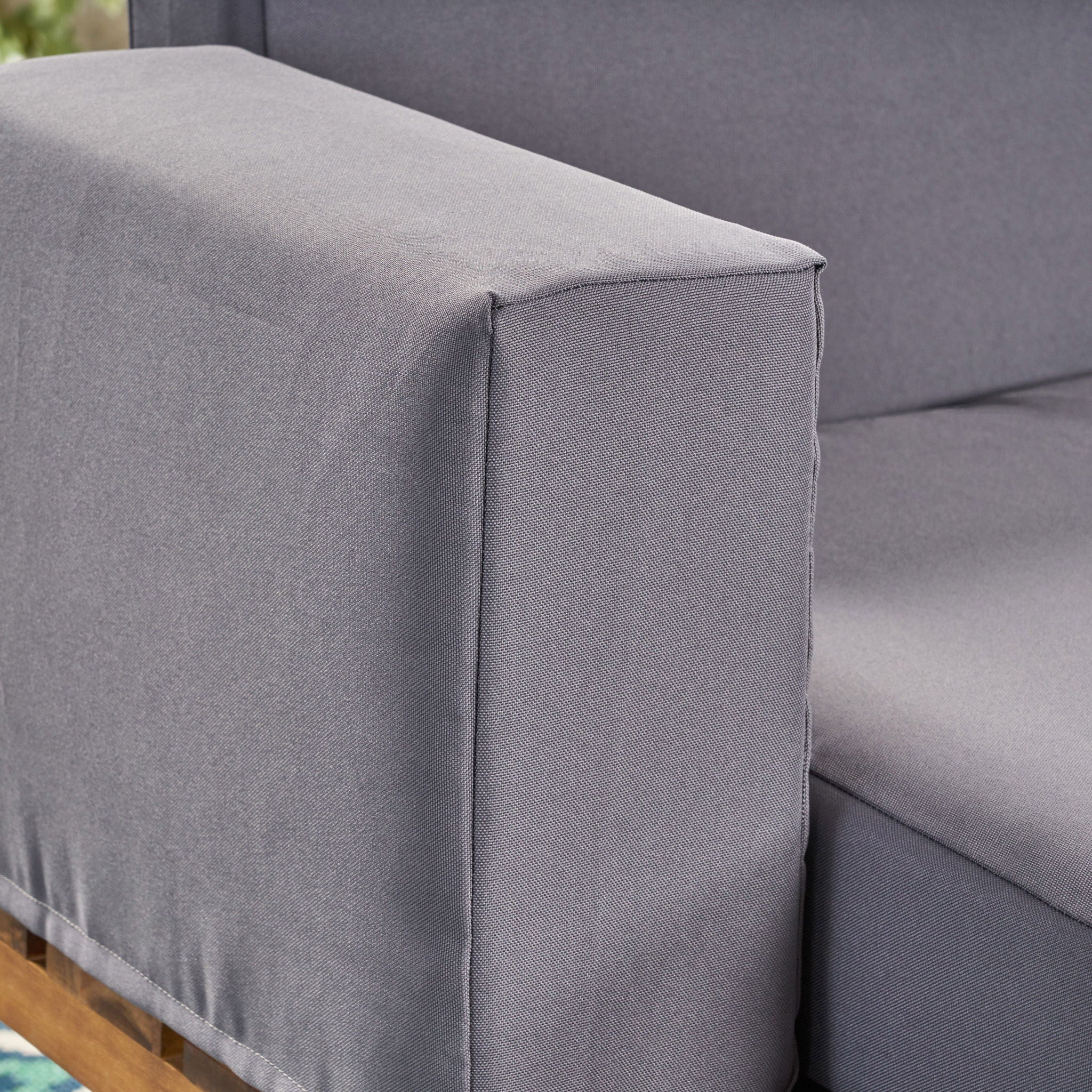 2 Piece Patio Set With Loveseat And Coffee Table - Natural / Dark Gray