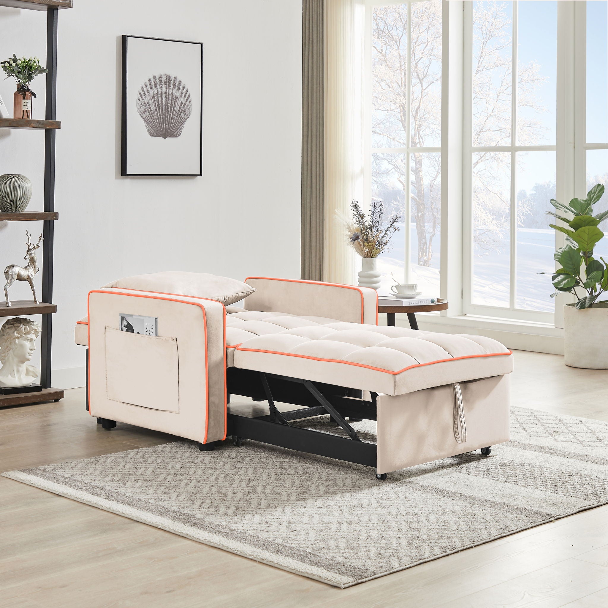 Modern 3 In 1 Sofa Bed Chair, Adjustable Recliner