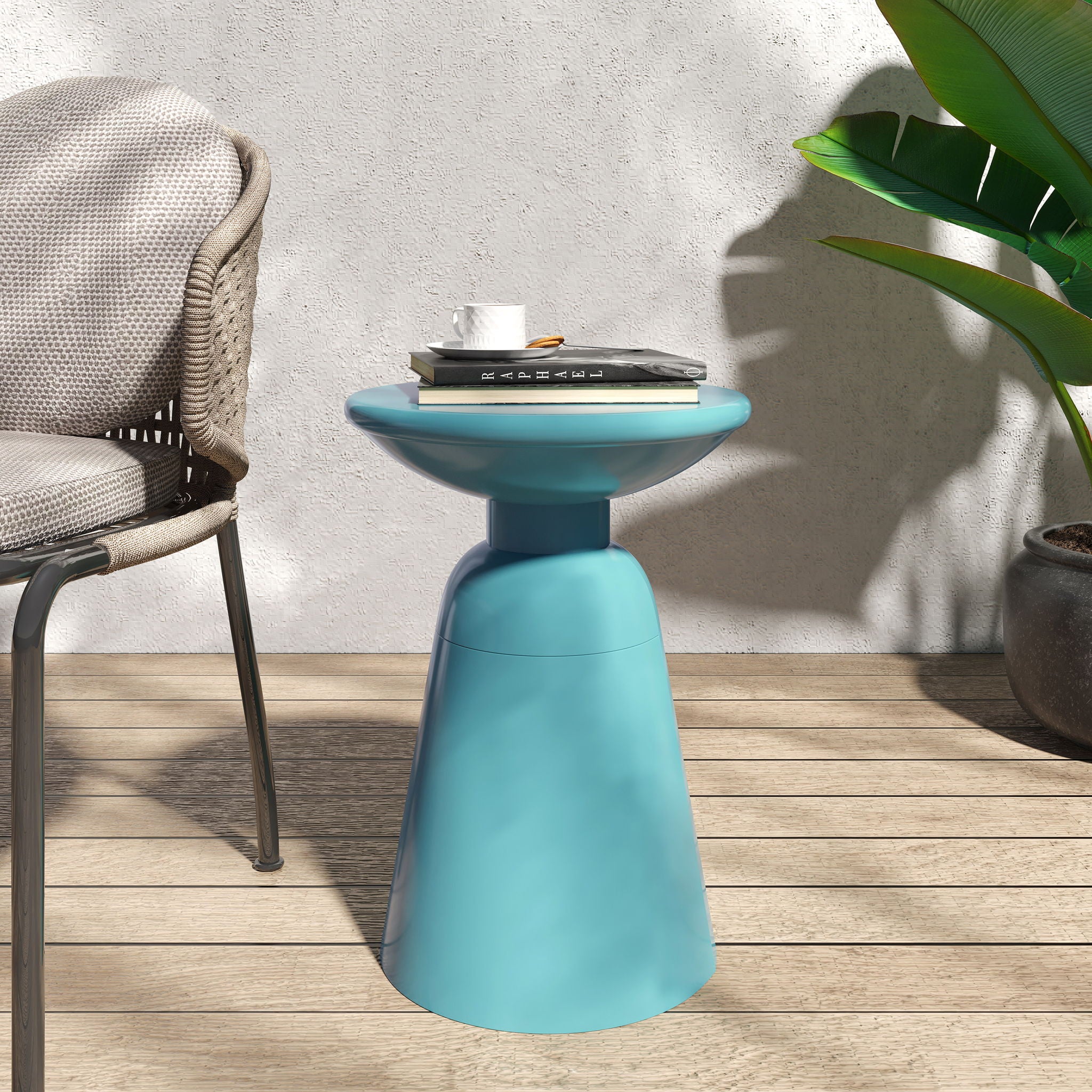 Outdoor Modern Metal End Large Table