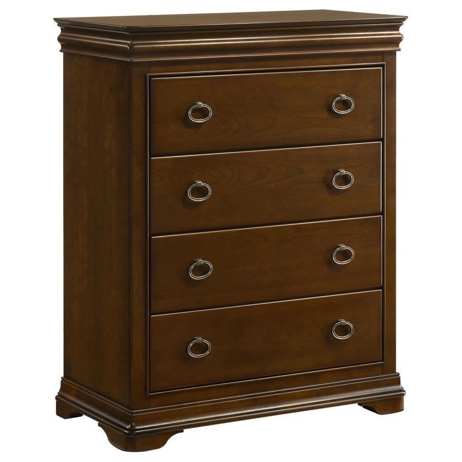 Garland - 4-Drawer Bedroom Chest Of Drawers - Brown Cherry