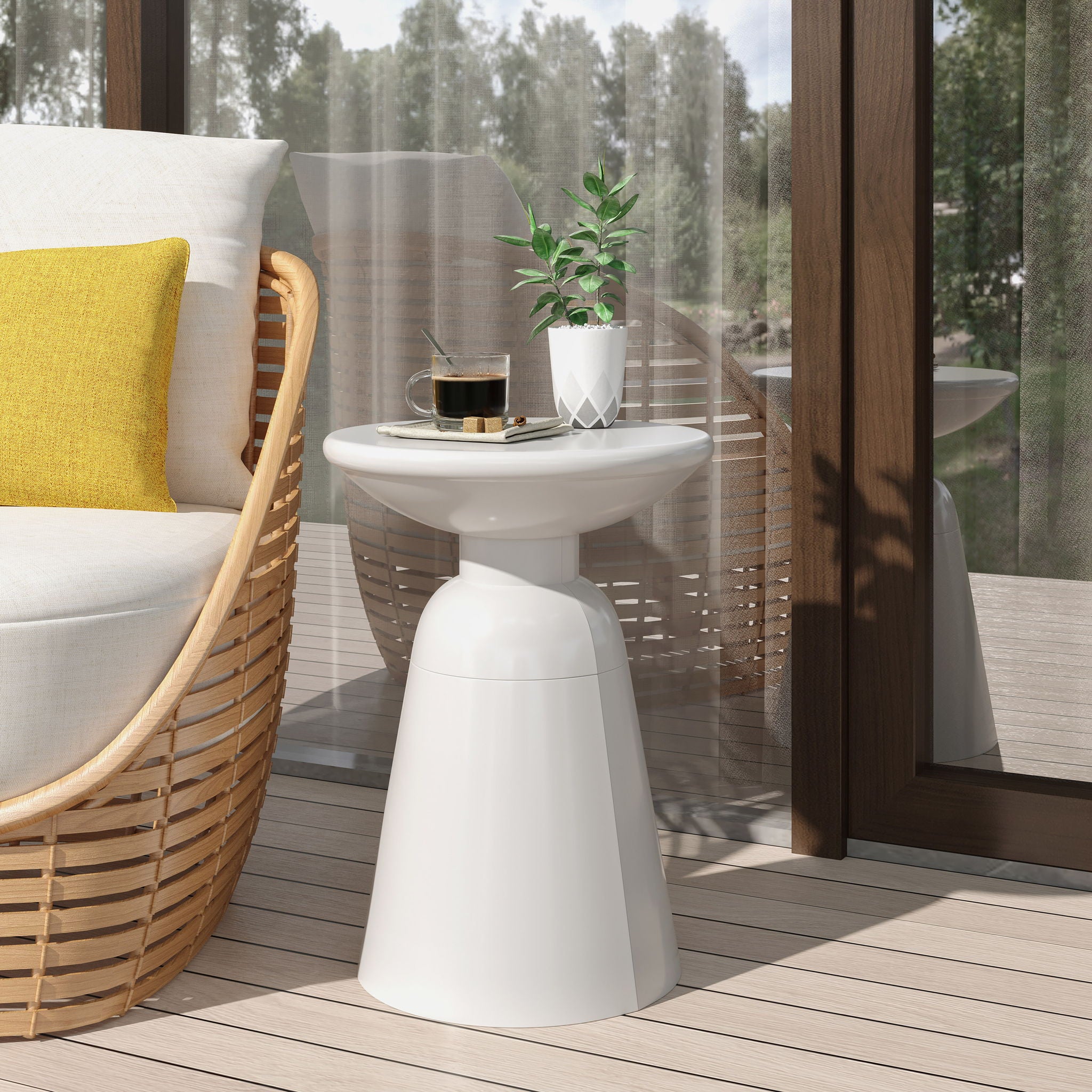 Outdoor Modern Metal End Large Table