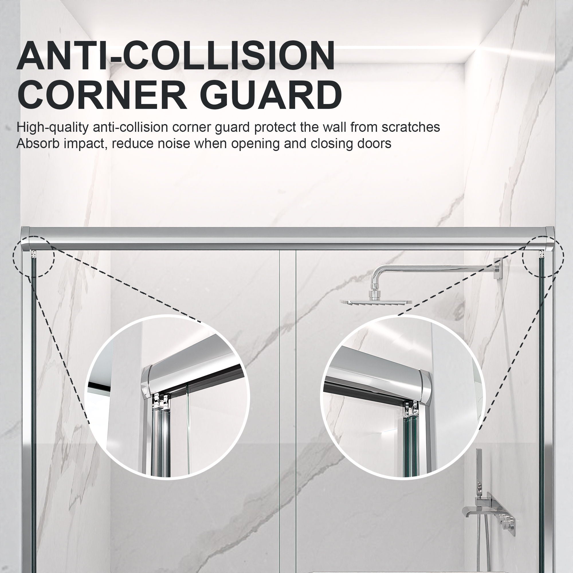 Modern Semi Frameless Double Sliding Shower Door