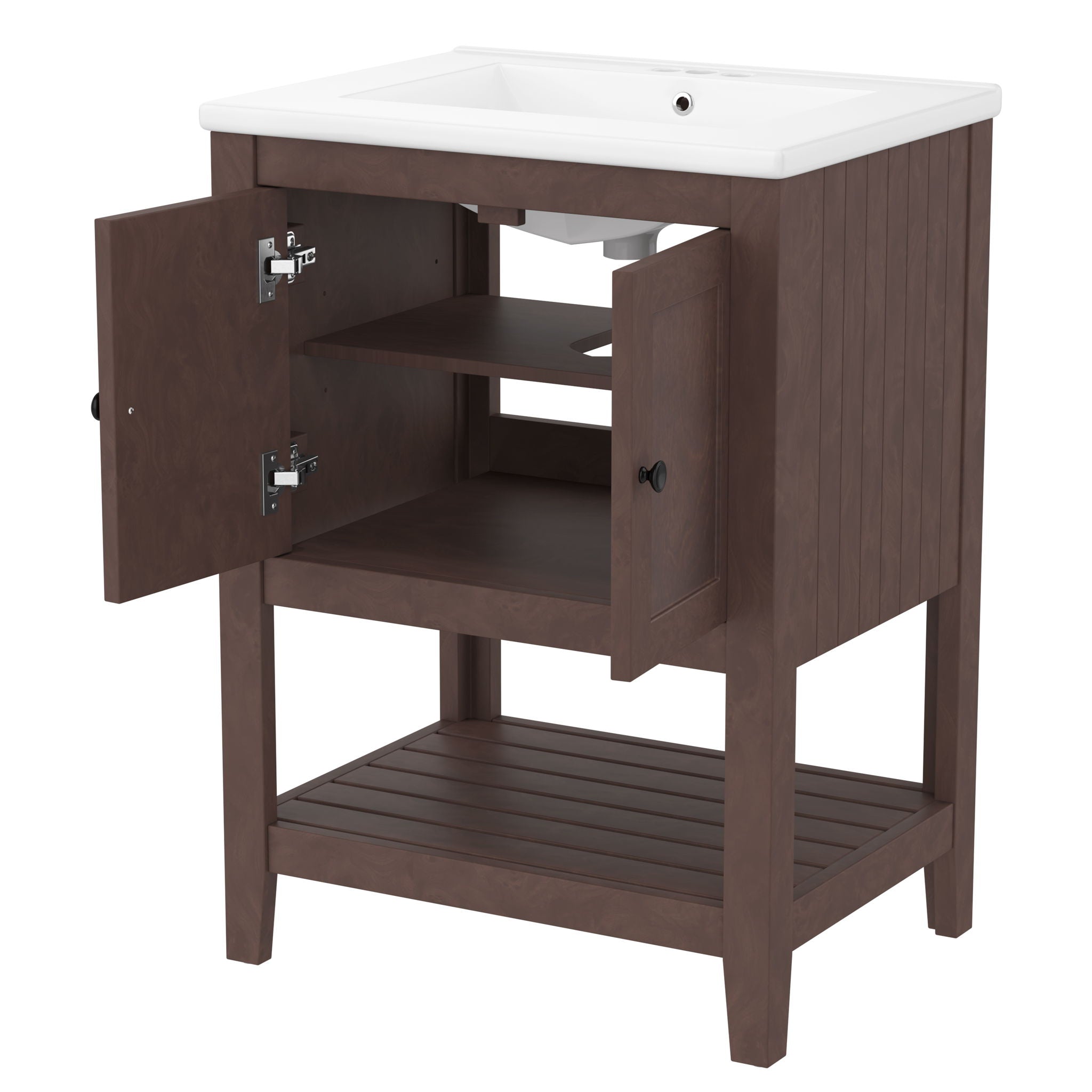 Modern Bathroom Vanity With Sink And Open Shelf