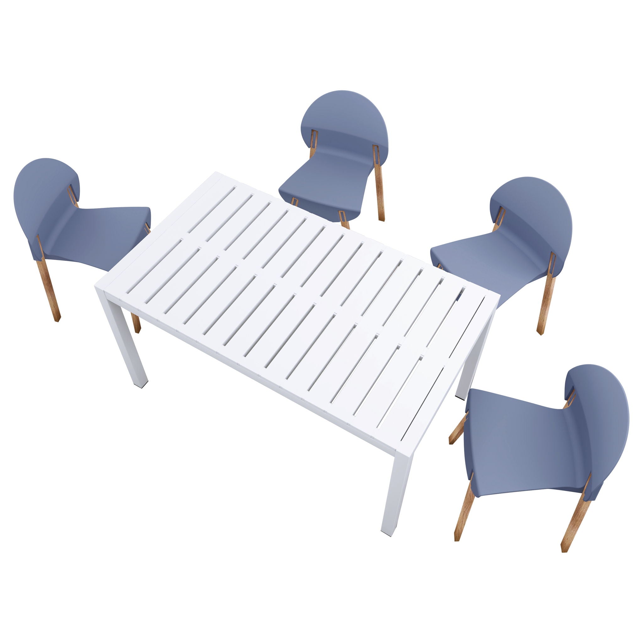 4 Piece Set Of Single Chairs With Long Table