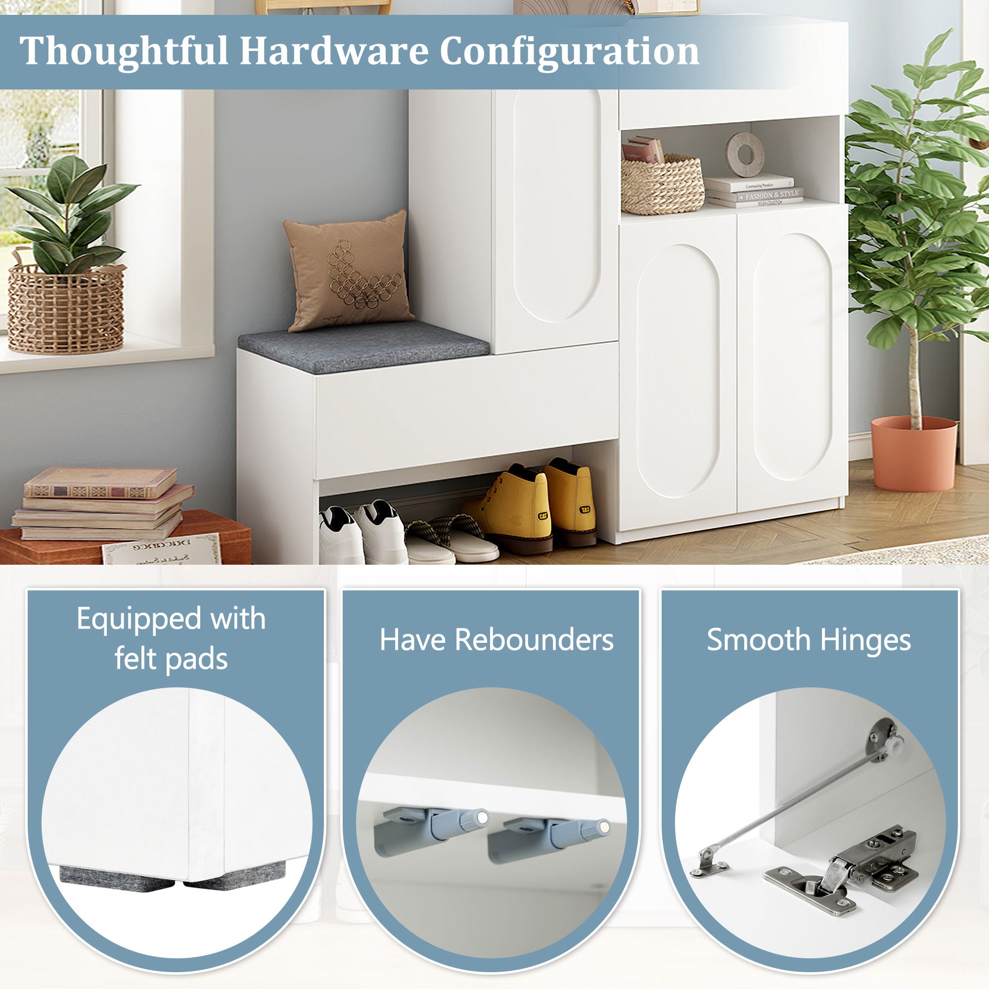 Elegant 2 In 1 Shoe Cabinets With Soft Cushion Versatile Shoe Rack Organizer With Adjustable Shelves