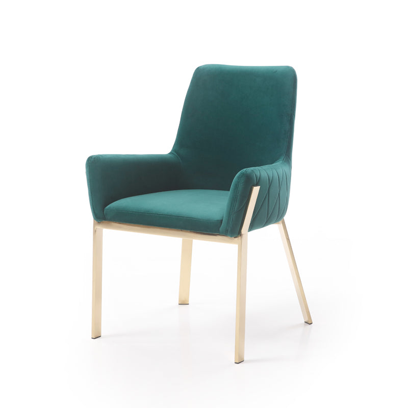 Modrest Robin Modern Green Velvet & Gold Dining Chair