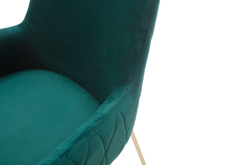 Modrest Robin Modern Green Velvet & Gold Dining Chair