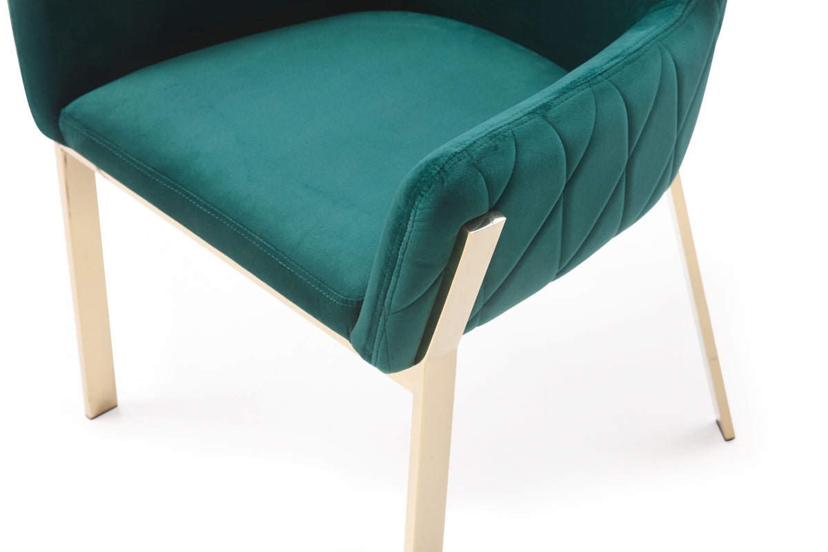 Modrest Robin Modern Green Velvet & Gold Dining Chair