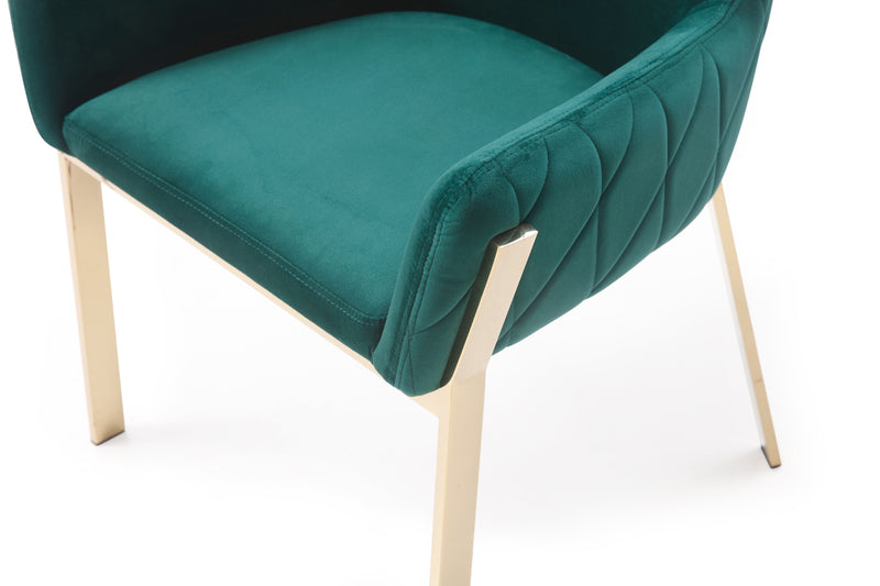 Modrest Robin Modern Green Velvet & Gold Dining Chair