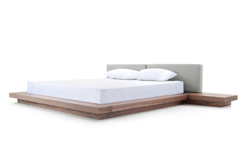 Modrest Opal Modern Walnut & Grey Platform Bed