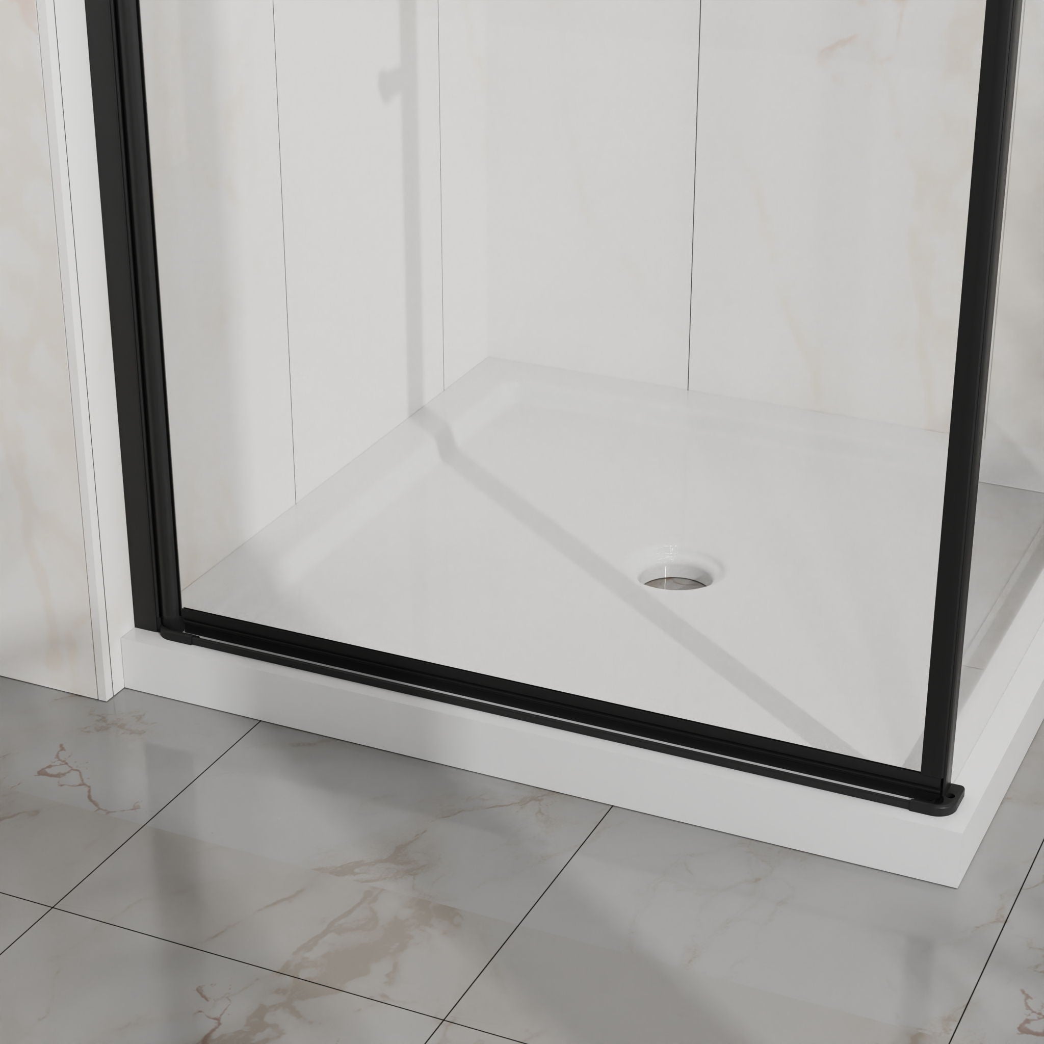 Goodyo - Frameless Corner Shower Door - Matte Black