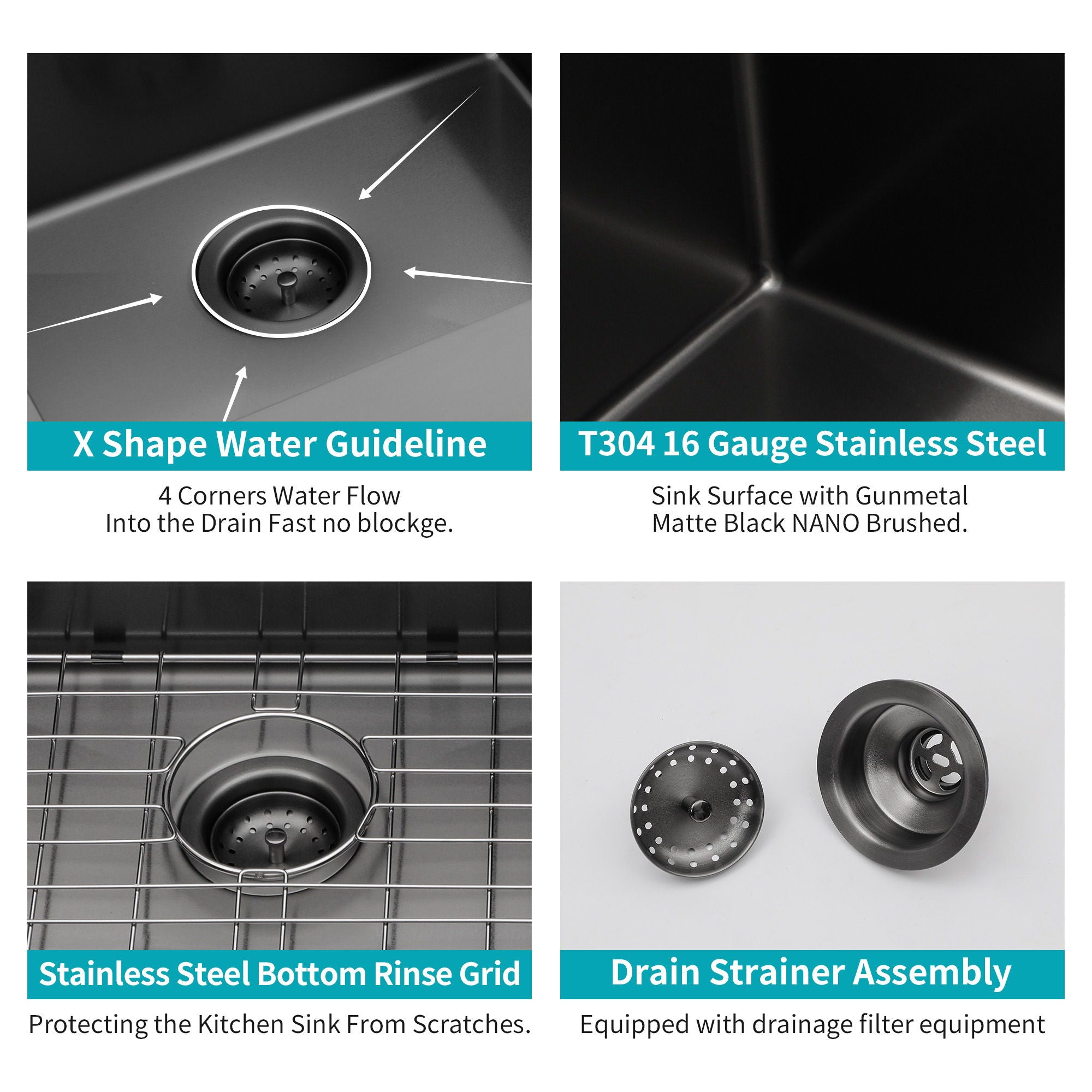 Topmount Kitchen Sink 16 Gauge, Single Bowl