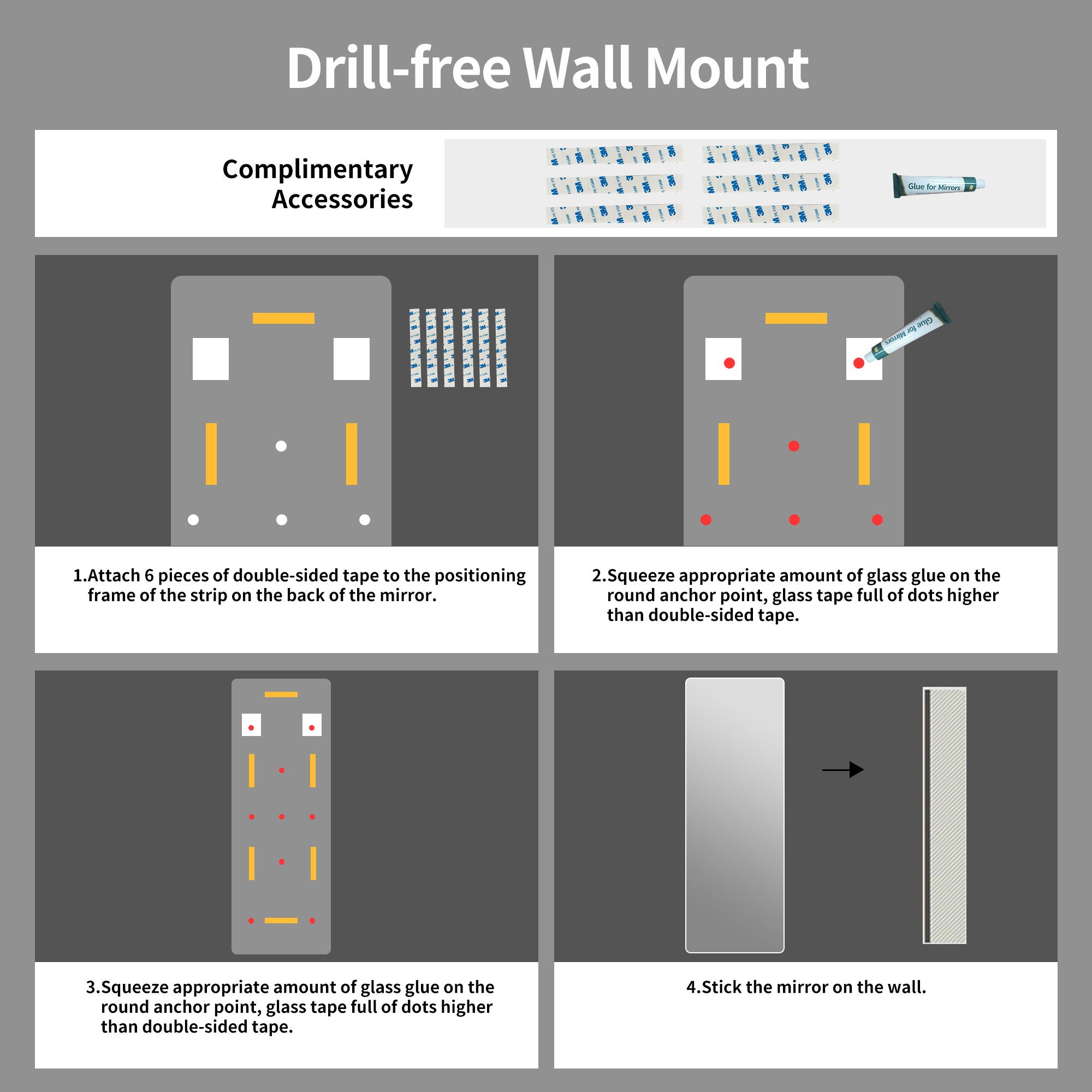 Full Body Round Corner Mirror For Living Room