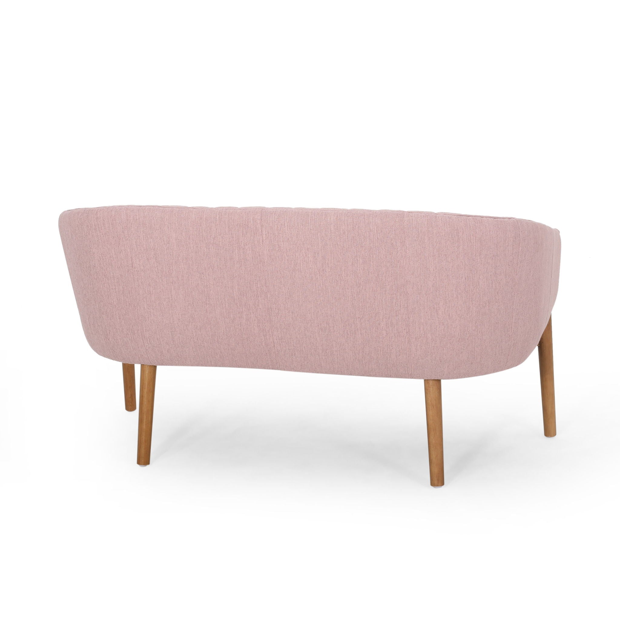 Mid Century Modern Loveseat With Channel Stitched Backrest