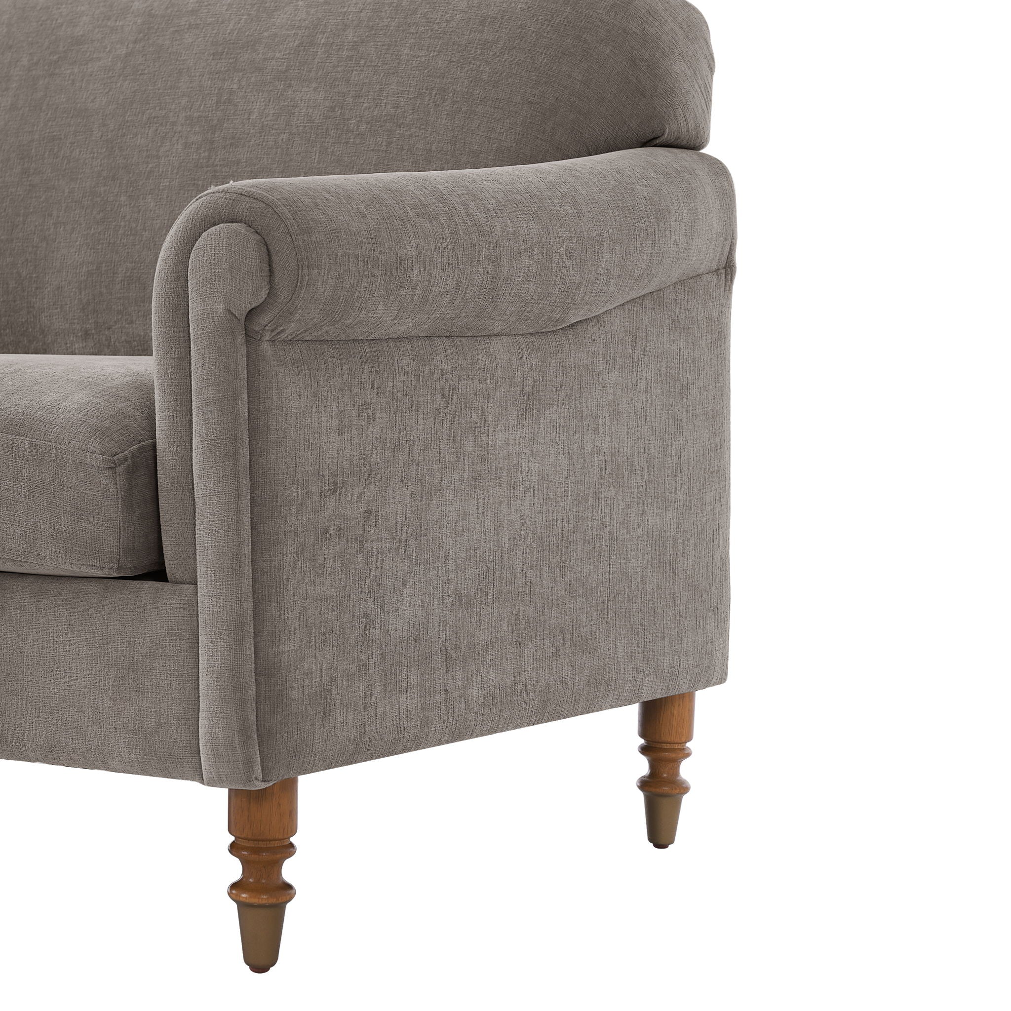 Loveseat Sofa With Rolled Arm For Living Room - Brown