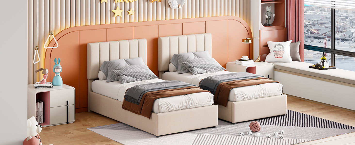 Upholstered Platform Bed With A Hydraulic Storage System