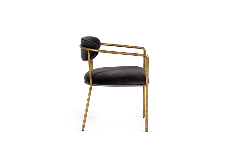 Modrest Baird - Modern Grey Velvet + Brass Dining Chair