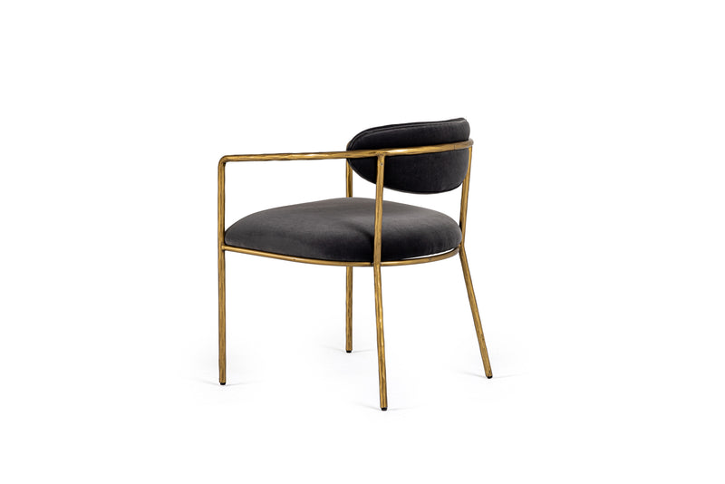 Modrest Baird - Modern Grey Velvet + Brass Dining Chair