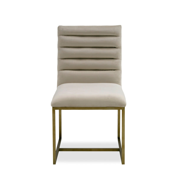 Modrest Barker - Modern Beige & Brush Gold Dining Chair (Set of 2)