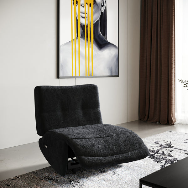 Divani Casa Basil - Modern Dark Grey Fabric Small Sofa With 3 Electric Recliners
