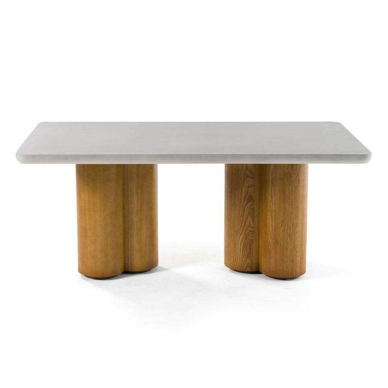 Modrest Bateman - Modern Faux Concrete + Walnut Dining Table