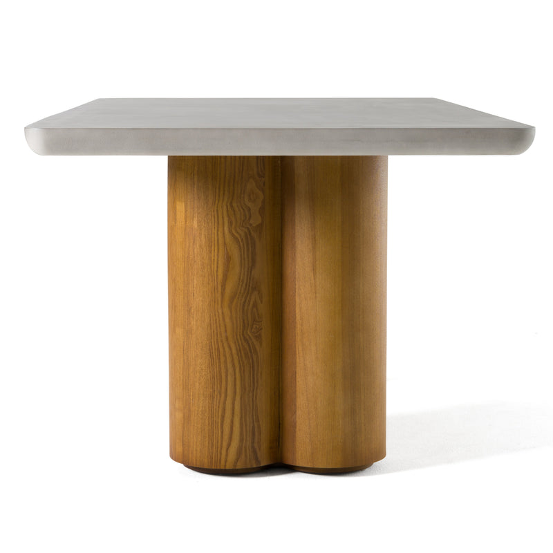Modrest Bateman - Modern Faux Concrete + Walnut Dining Table