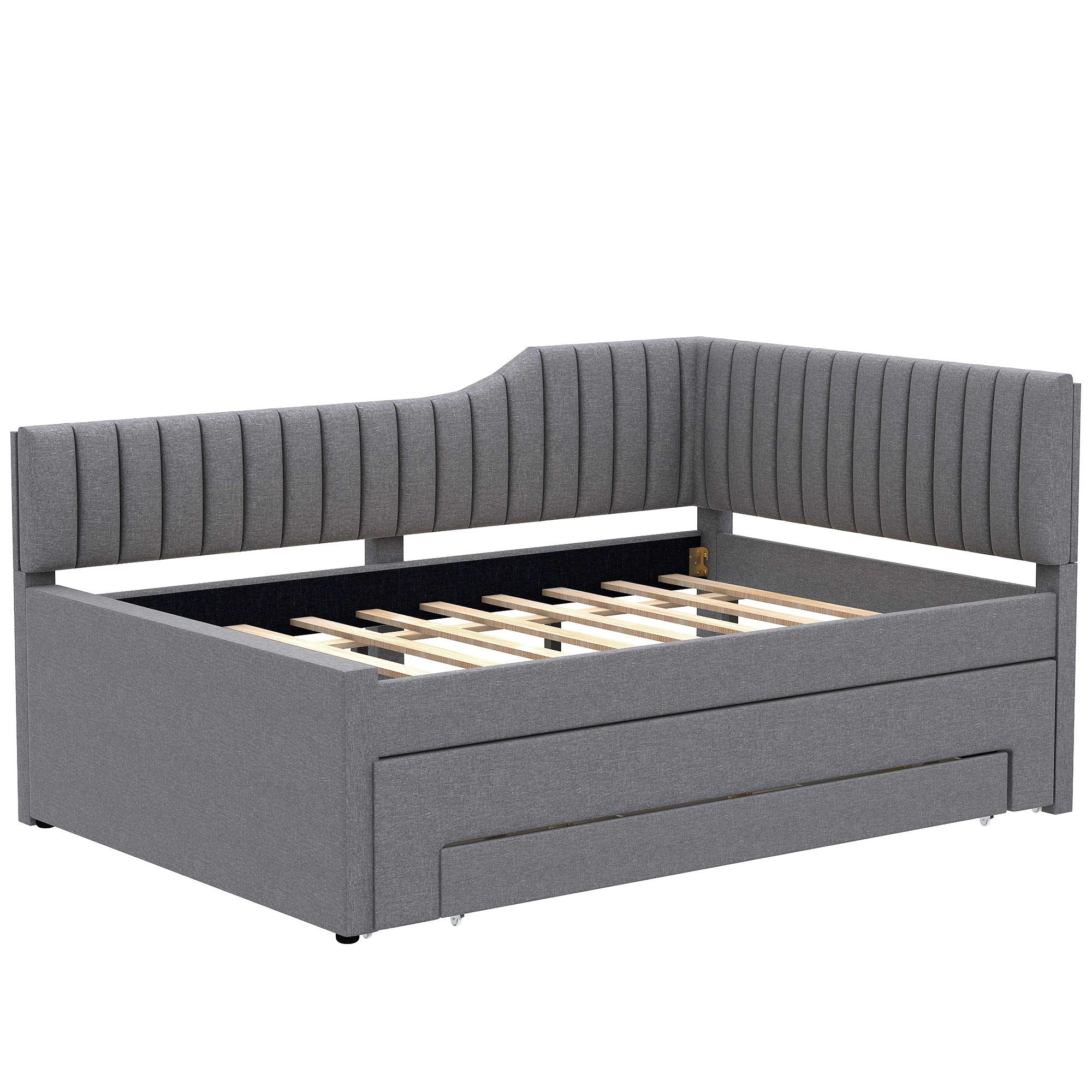 Upholstered Daybed With Trundle And 3 Drawers