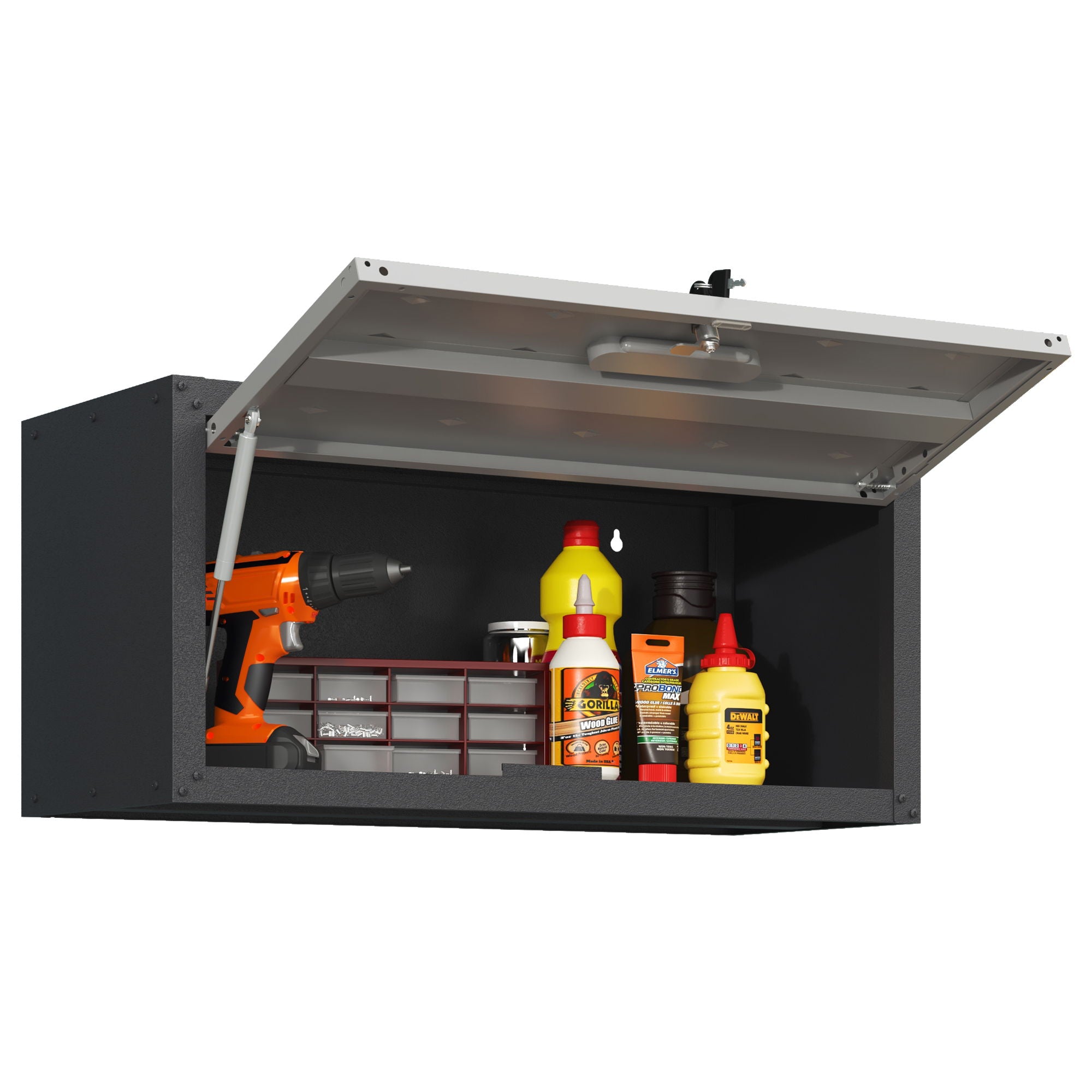 Heavy Duty Metal Wall Mounted Tool Storage Cabinet Steel Metal Garage Storage Cabinet - Black / Gray
