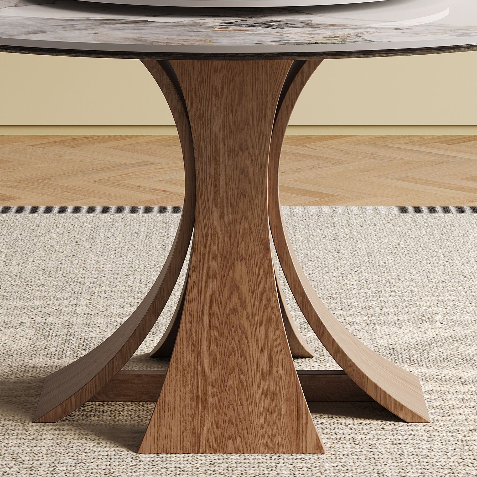 Dining Table Set With Wooden Base