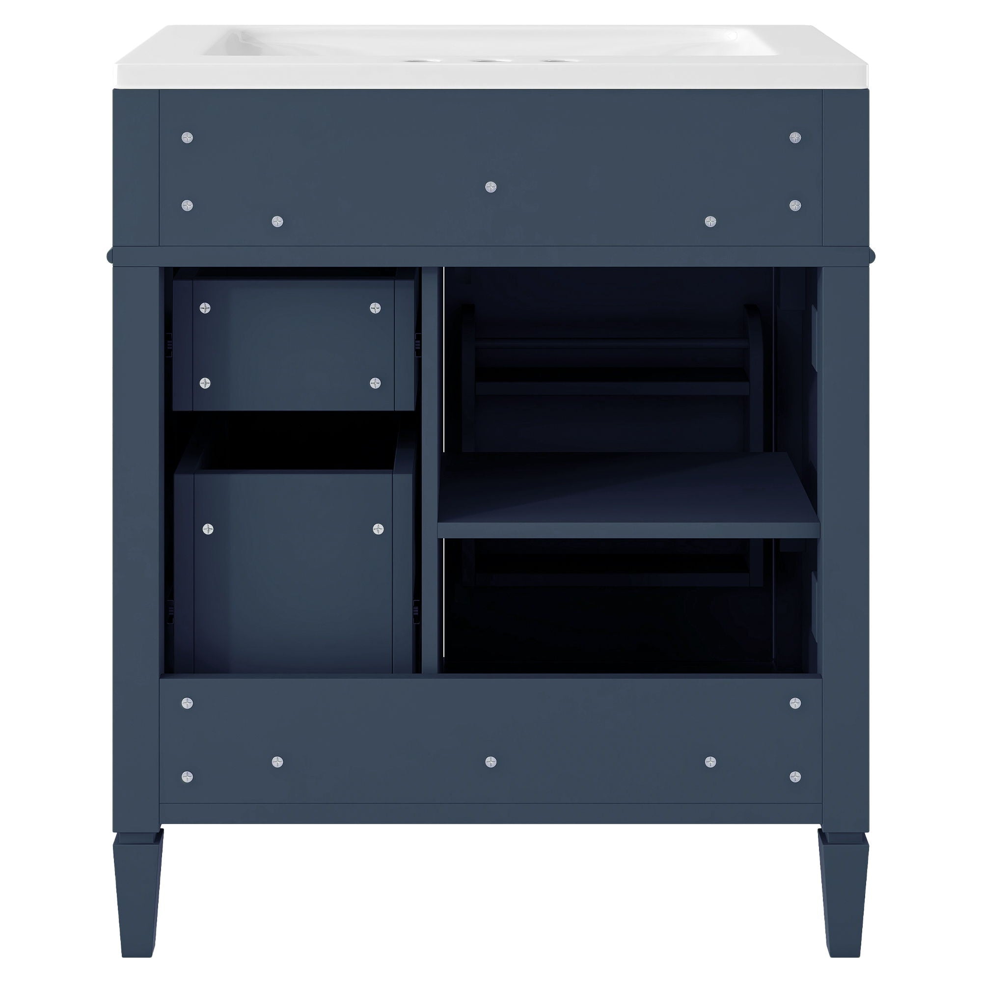 Bathroom Vanity With Top Sink, 2 Drawers And Tip Out Drawer, Rectangular Design