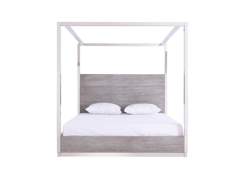 Modrest Arlene Modern Grey Elm & Stainless Steel Canopy Bed